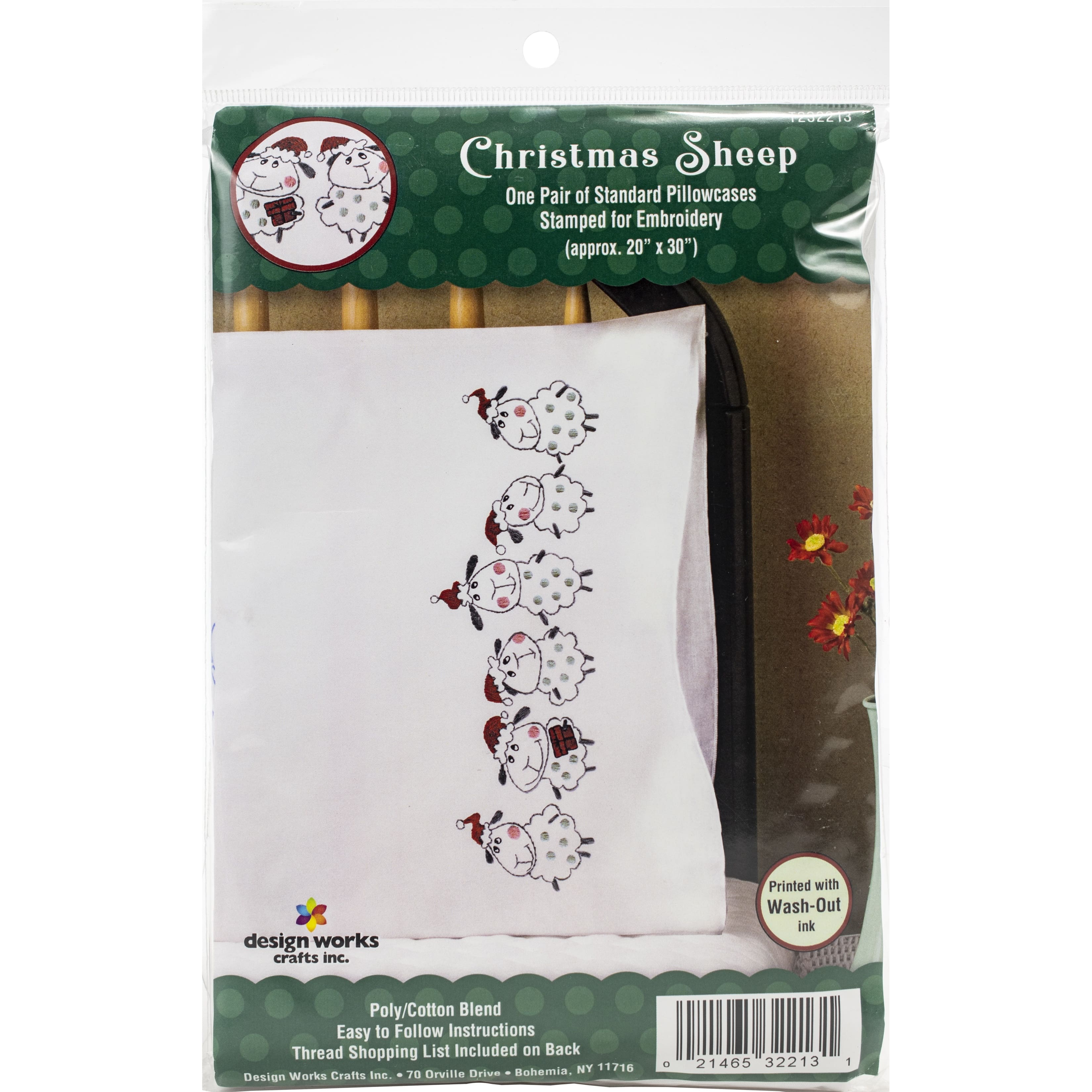 Tobin Christmas Sheep Stamped For Embroidery Pillowcase Pair