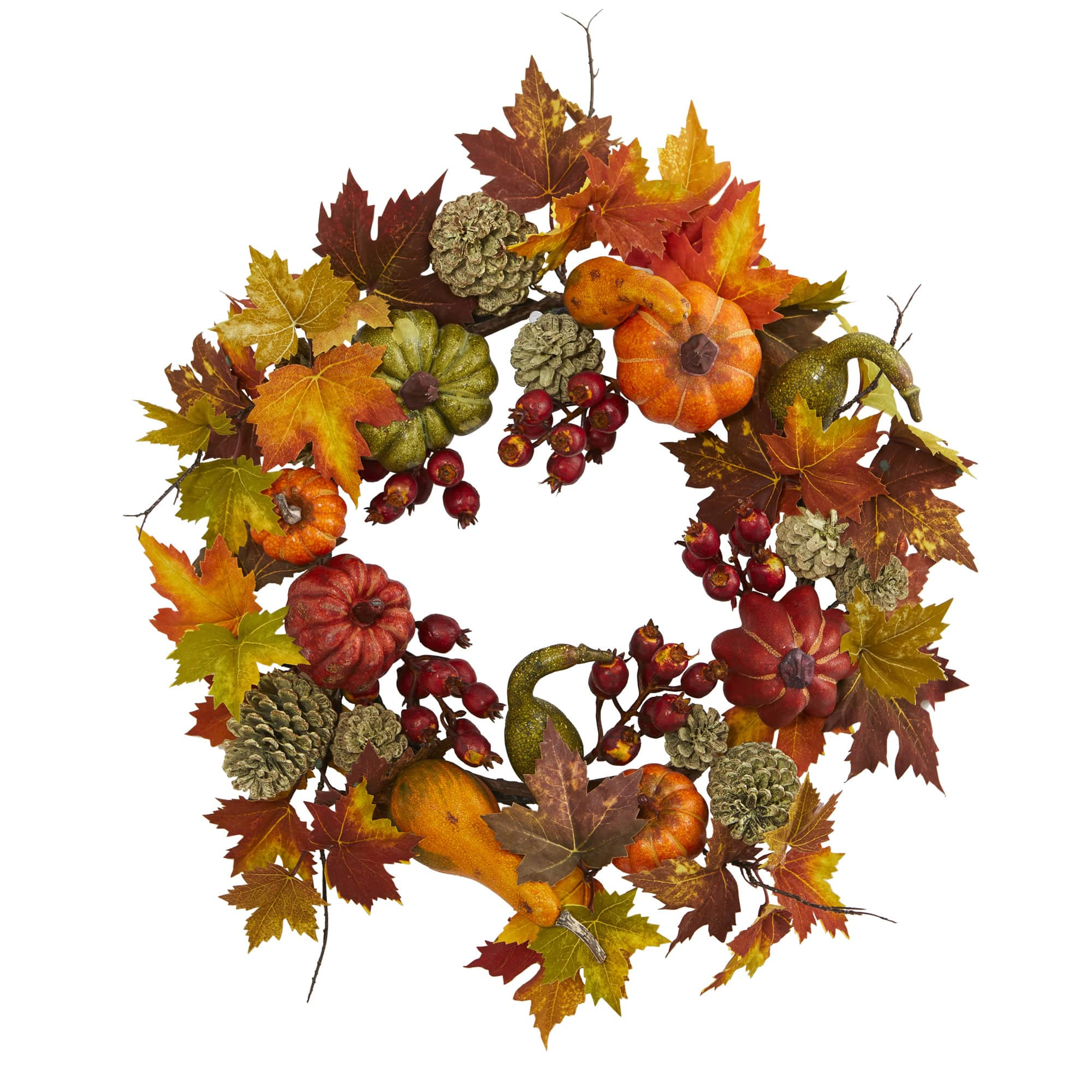 24&#x22; Pumpkin, Gourd, Berry &#x26; Maple Leaf Wreath