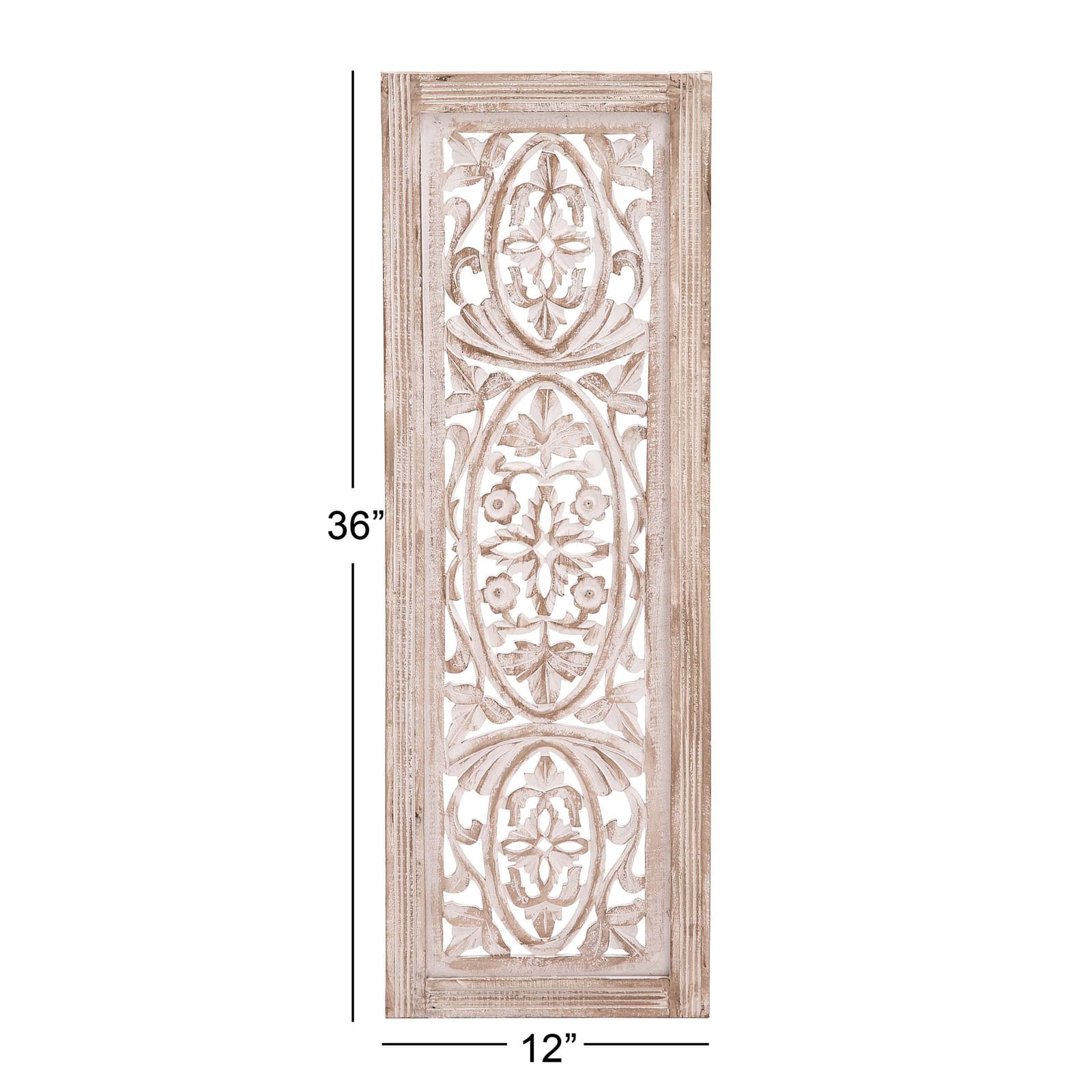 Cream Traditional Floral Mango Wood Wall Décor