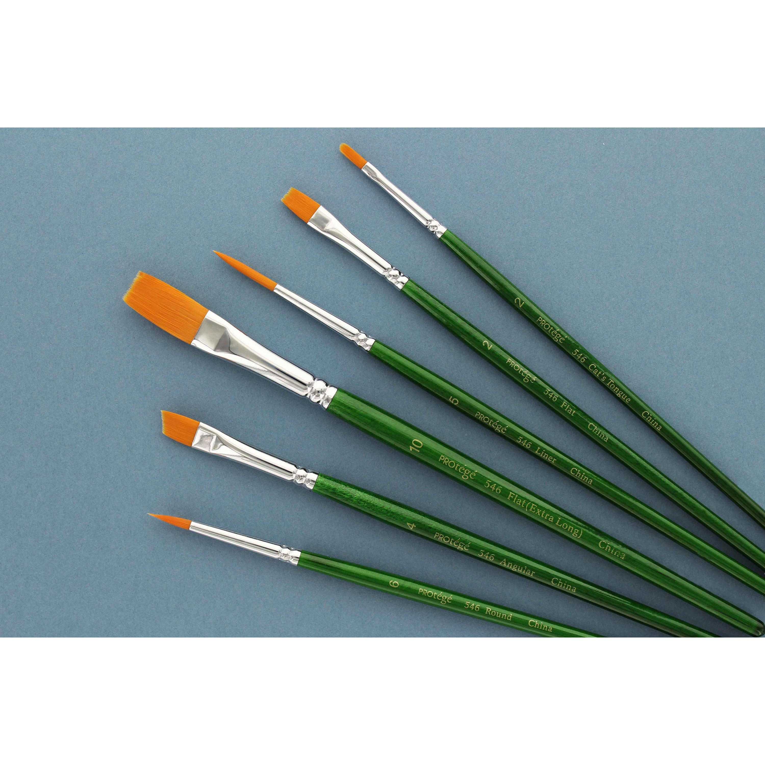 Protégé Gold Nylon Short Handle Flat 6 Piece Brush Set