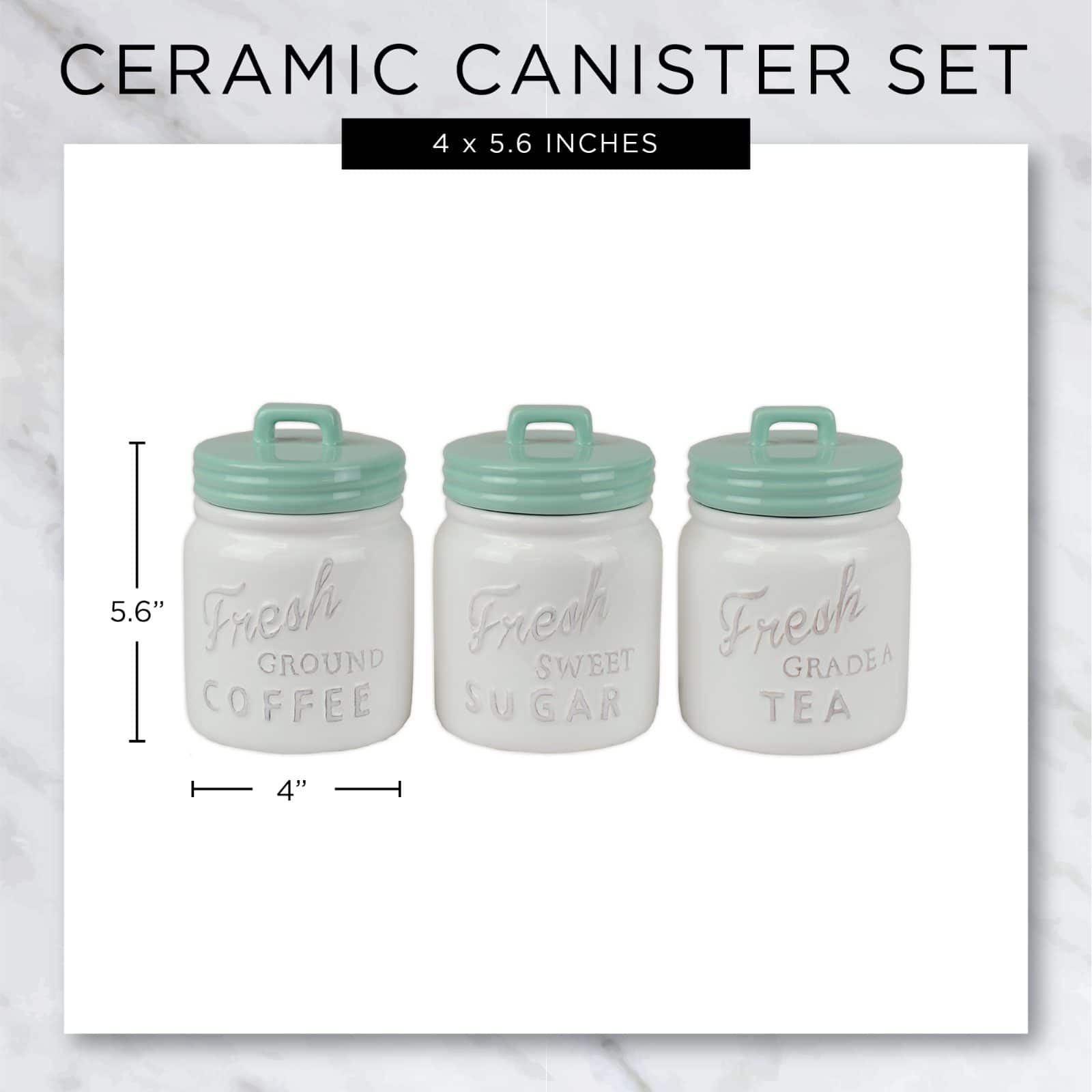 DII&#xAE; 5.6&#x22; Aqua Ceramic Jar Canister Set, 3ct.