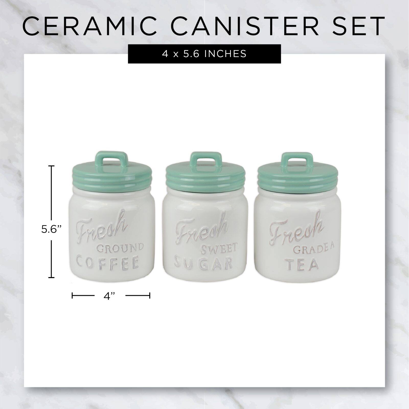 DII® 5.6" Aqua Ceramic Jar Canister Set, 3ct.