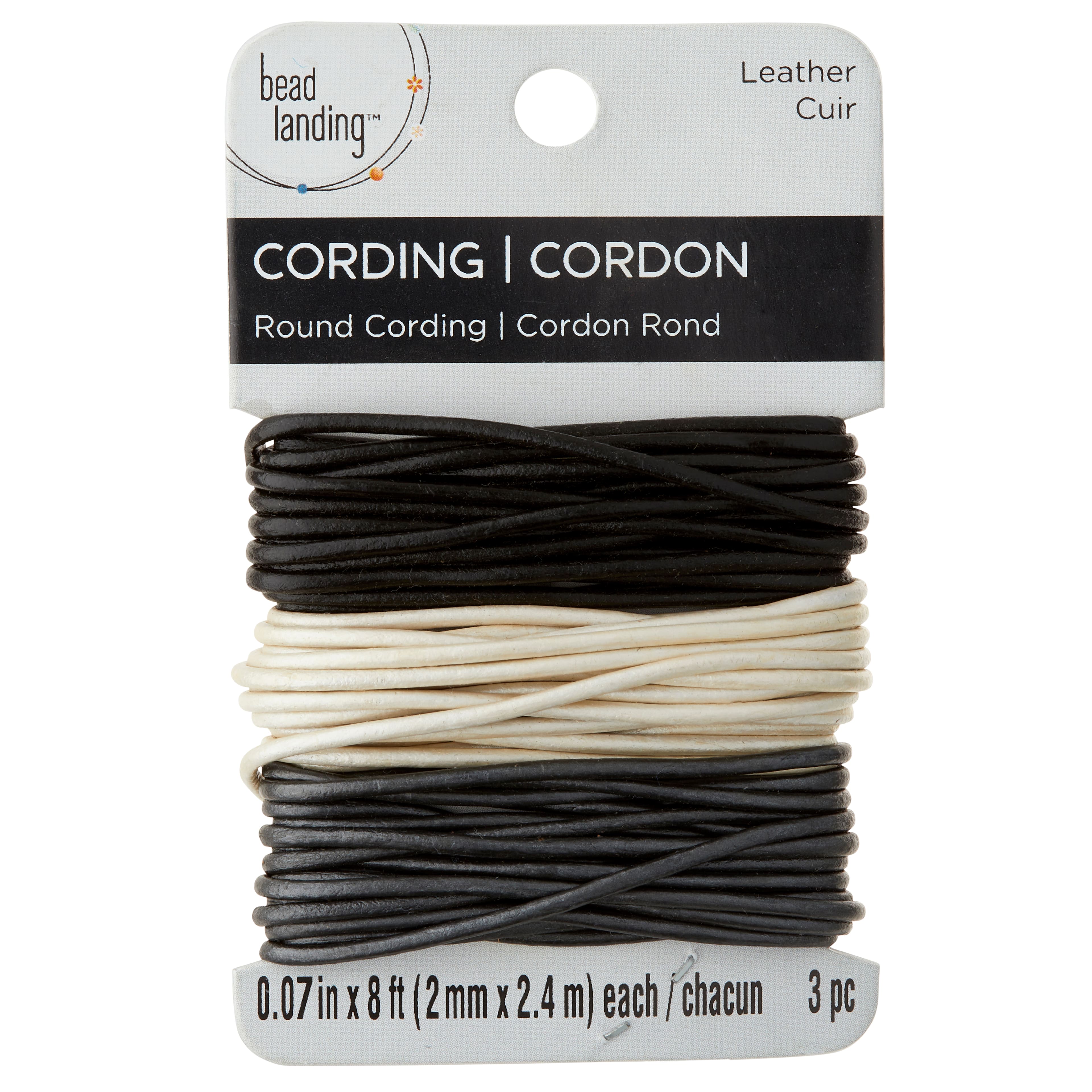 Corde ronde en cuir aux couleurs neutres de Bead Landing
