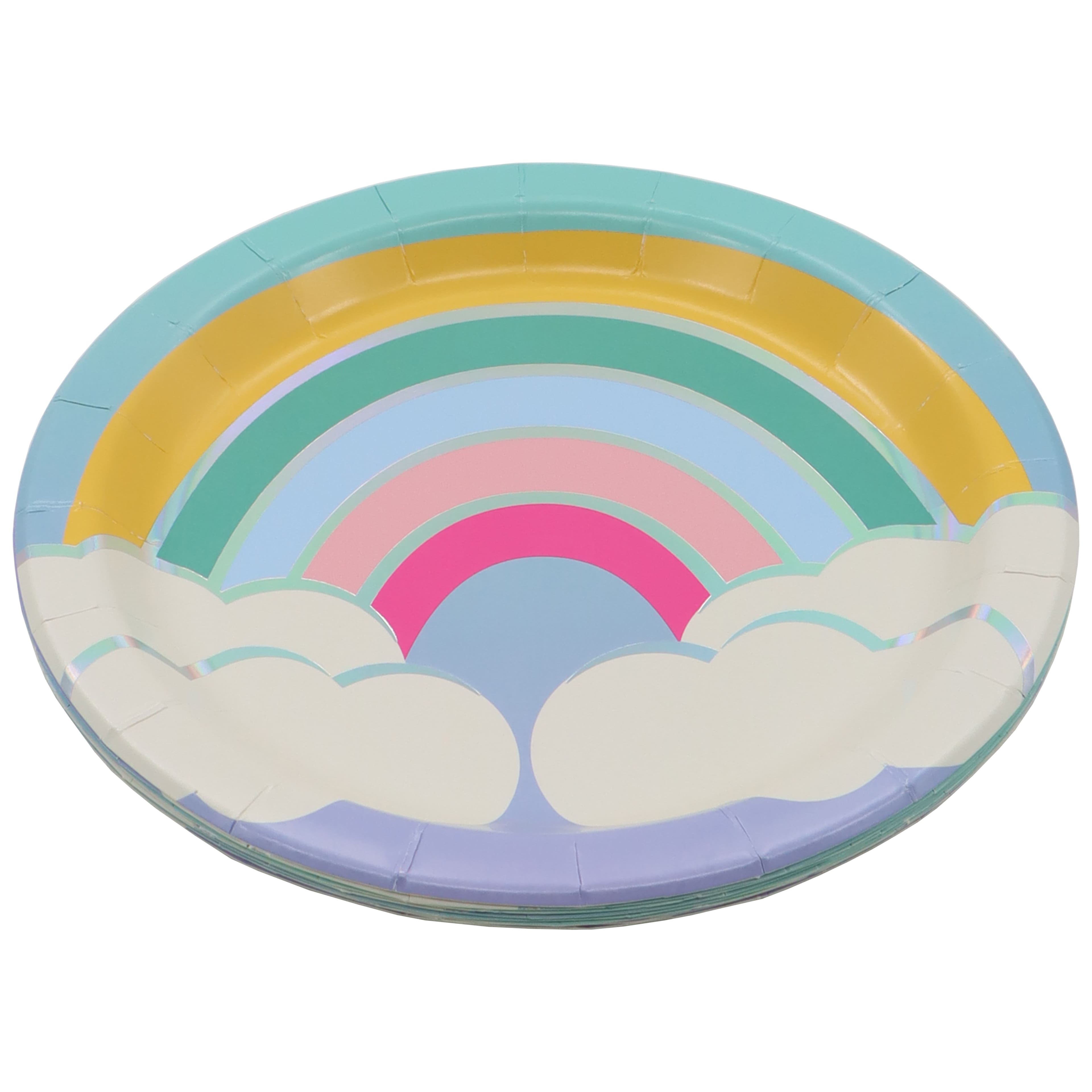 7&#x22; Iridescent Rainbow Snack Plates, 8ct. by Celebrate It&#x2122;