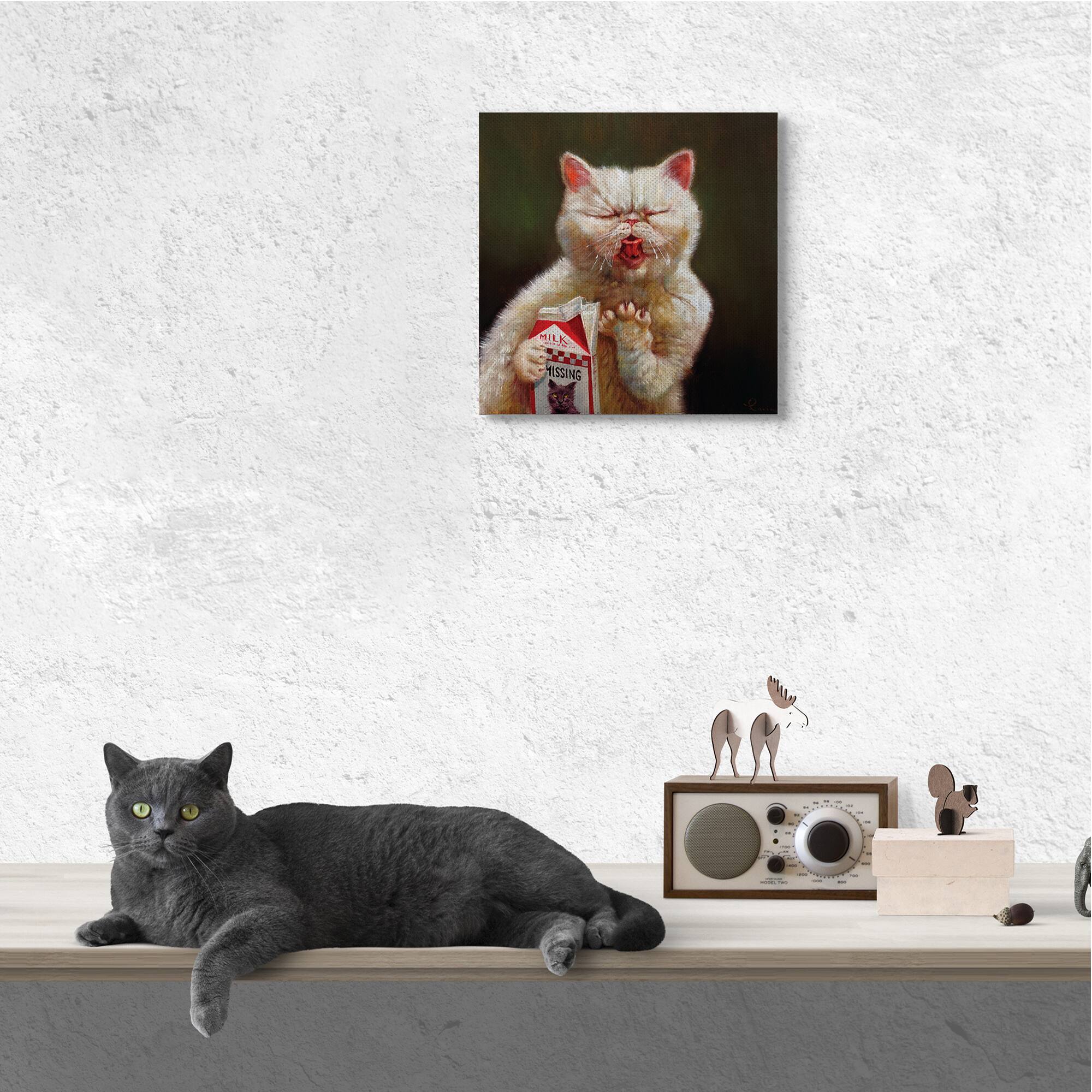Stupell Industries Missing Cat Milk Box Sour Face Family Pet Canvas Wall Art
