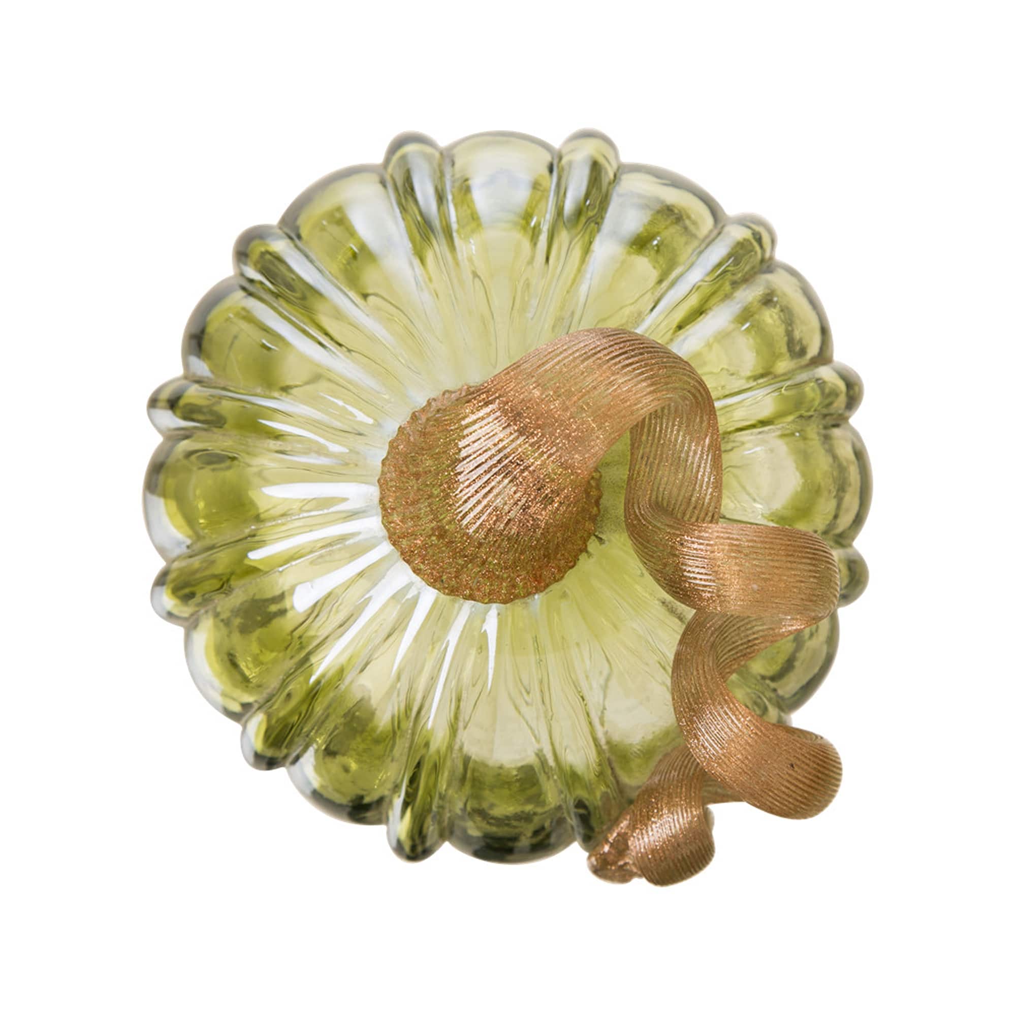 Glitzhome&#xAE; Short Crackle Glass Pumpkin, Green