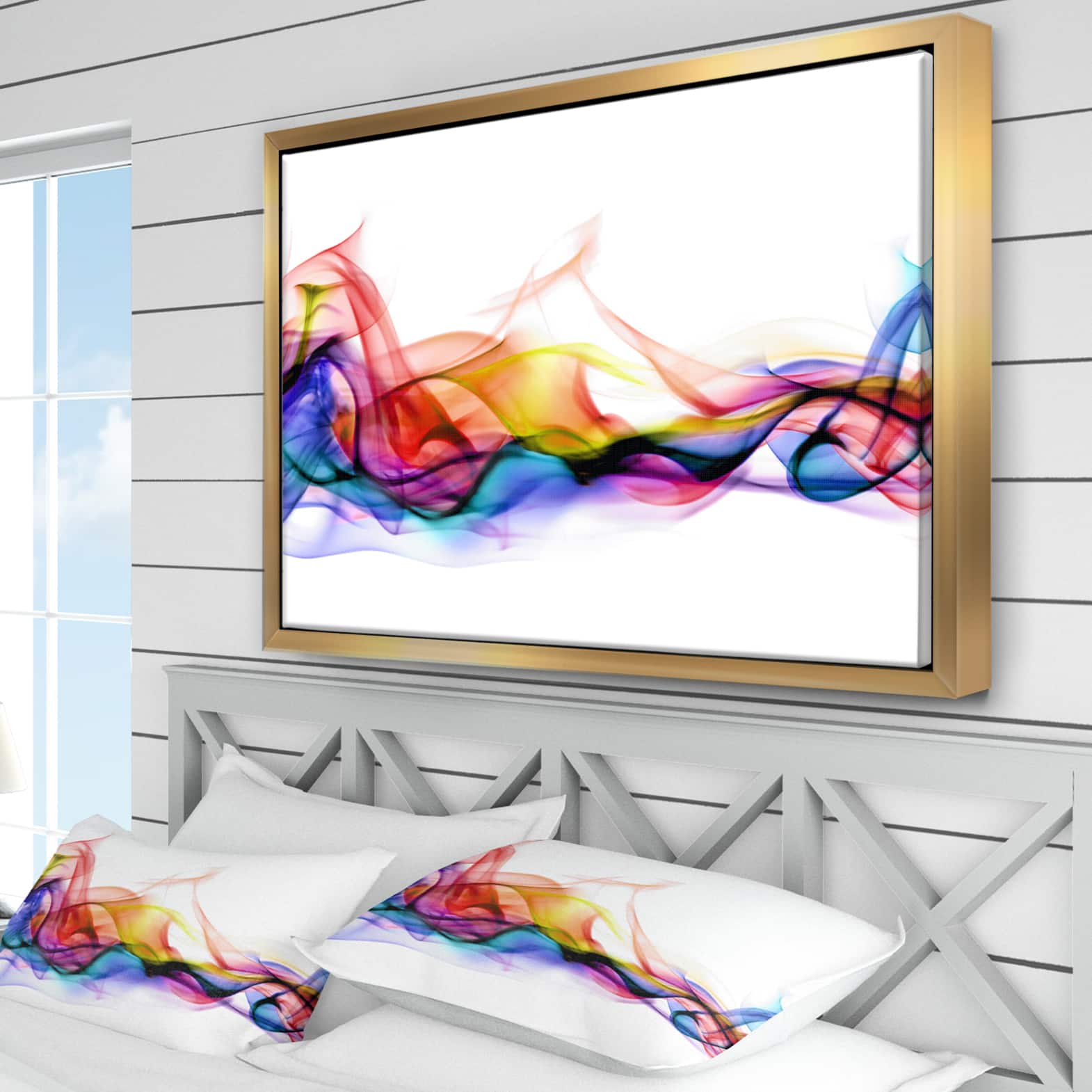 Designart - Abstract Smoke - Contemporary Framed Canvas Artwork