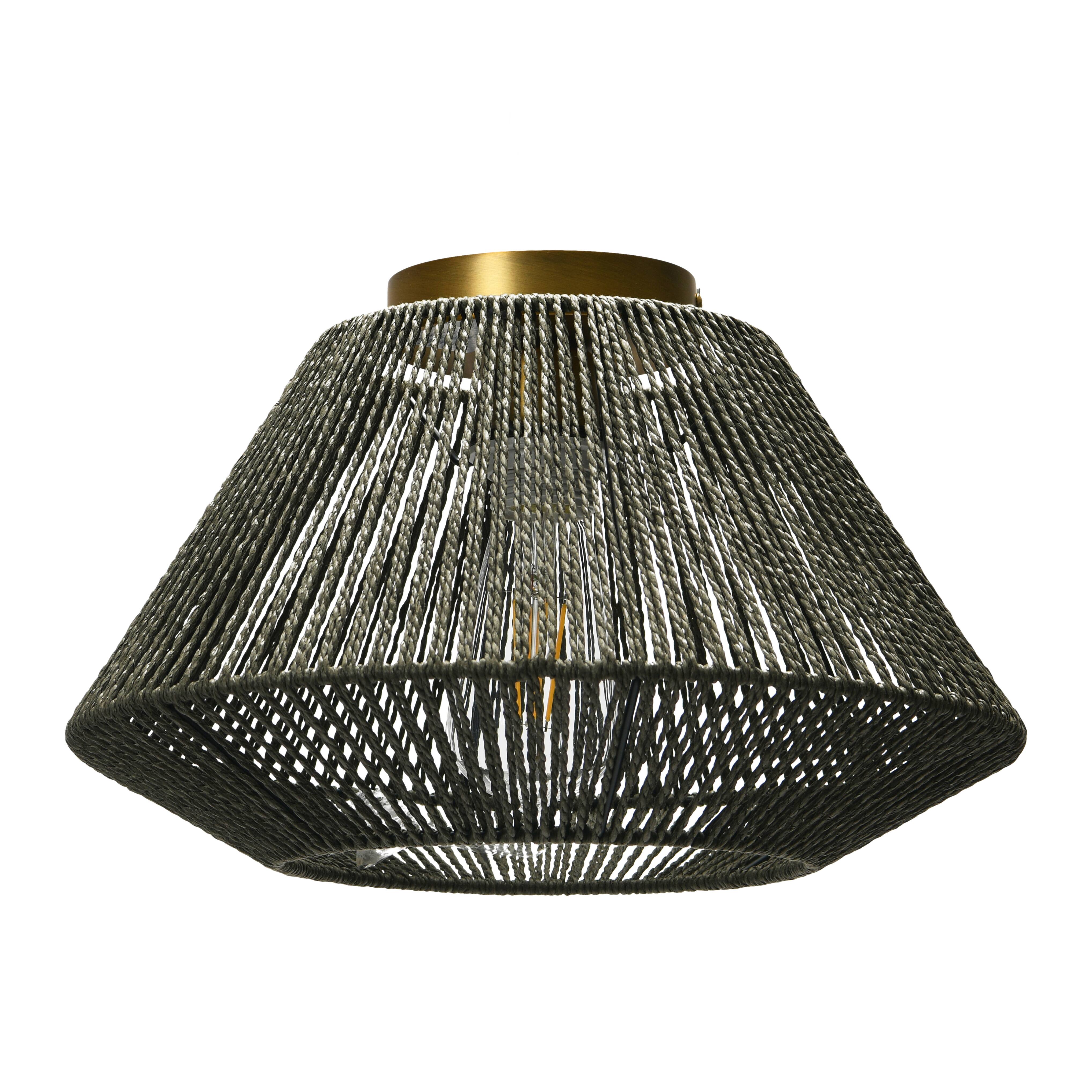 Hello Honey® 14" Gray Flush Mount Ceiling Light with Woven Paper Rope Shade