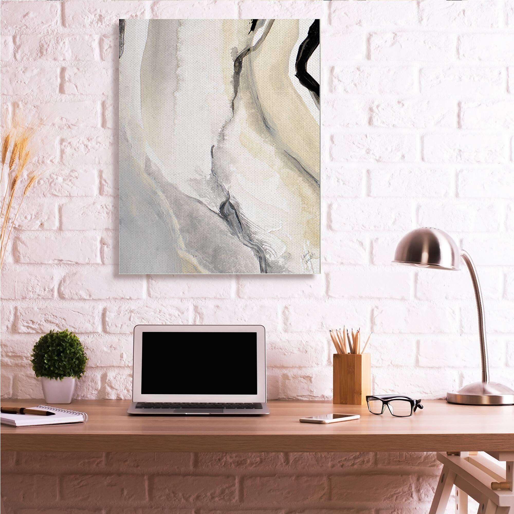 Stupell Industries Abstract Paint Strokes Fluid Beige Movement Canvas Wall Art