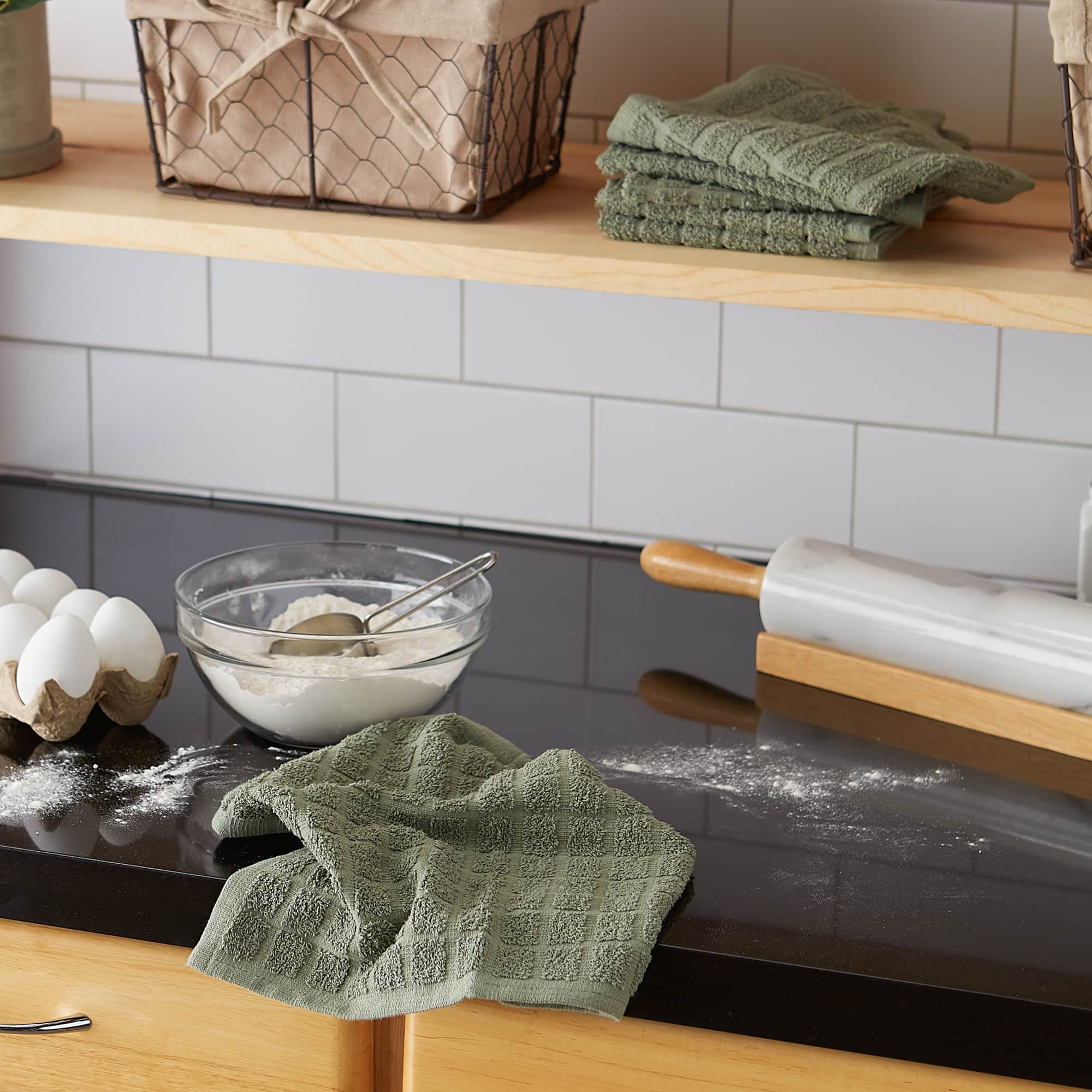 DII® Solid Windowpane Terry Dishcloth Set