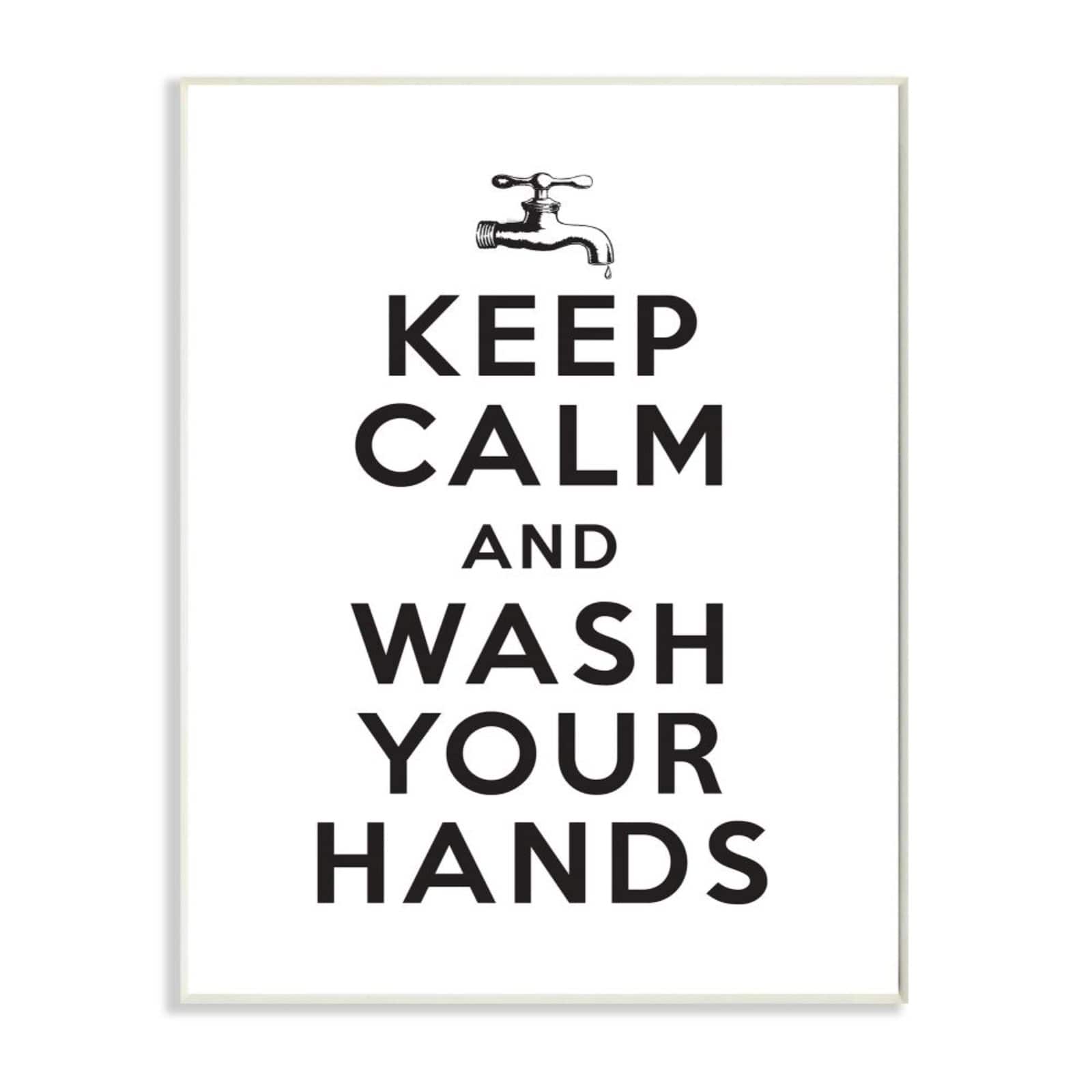 Stupell Industries Keep Calm & Wash Your Hands Phrase Bathroom Wall Art
