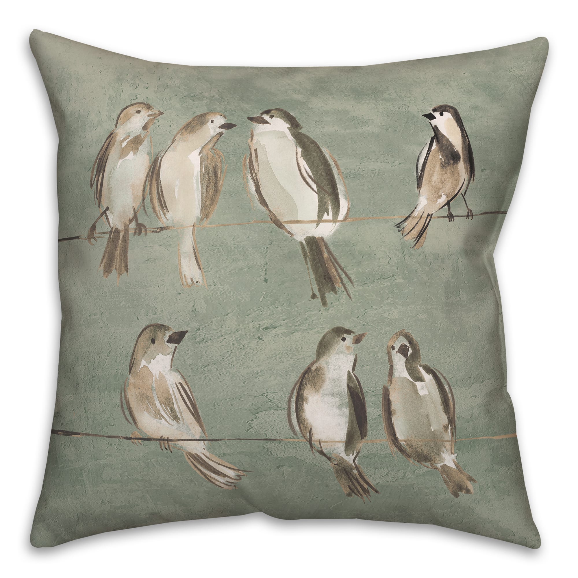 Birds On A Wire Sage 18" x 18" Indoor/Outdoor Pillow