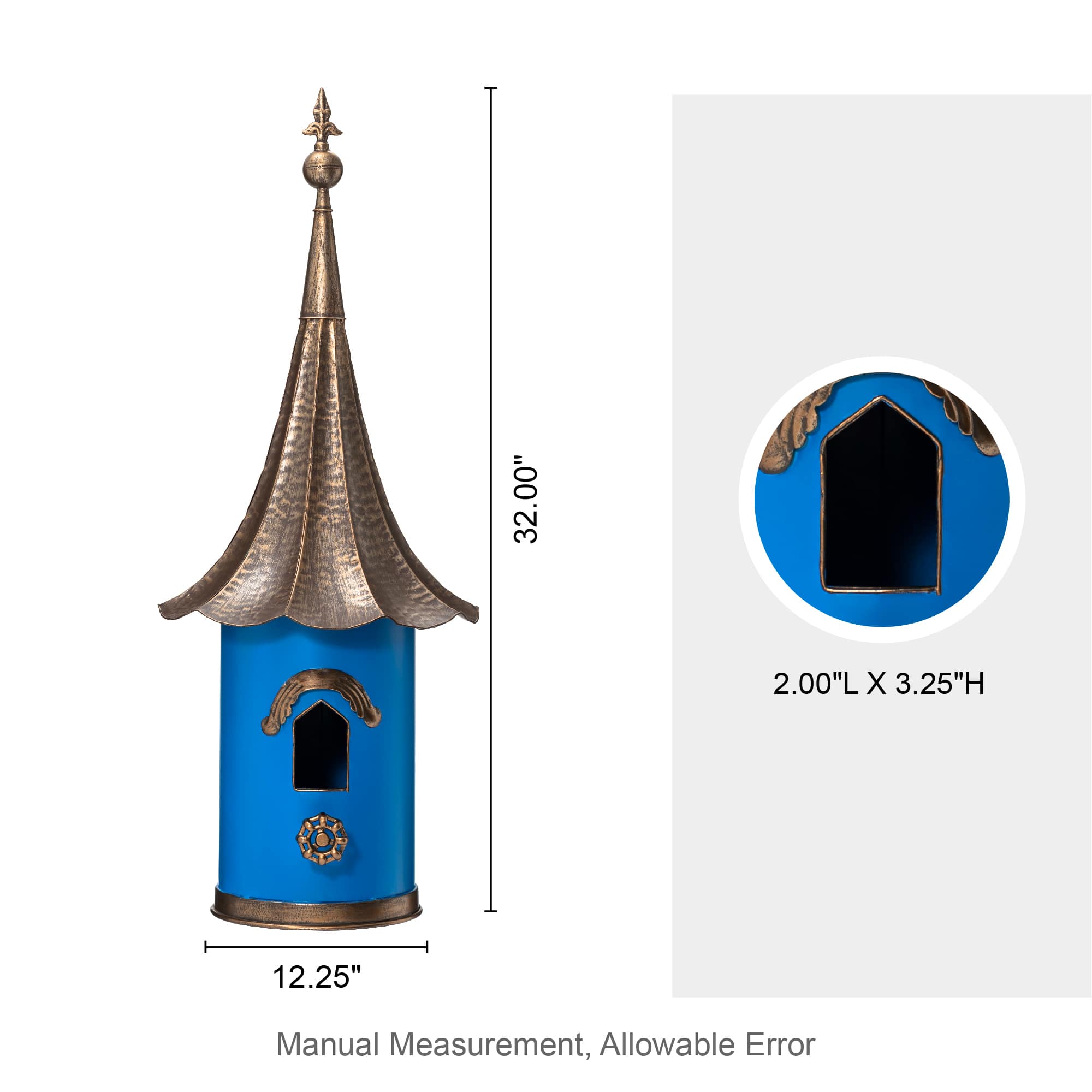 Glitzhome® 32" Retro Blue Metal Pagoda Birdhouse