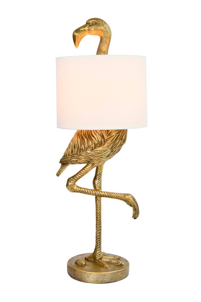 Hello Honey® 32" Gold Finish Resin Flamingo Table Lamp with Linen Shade
