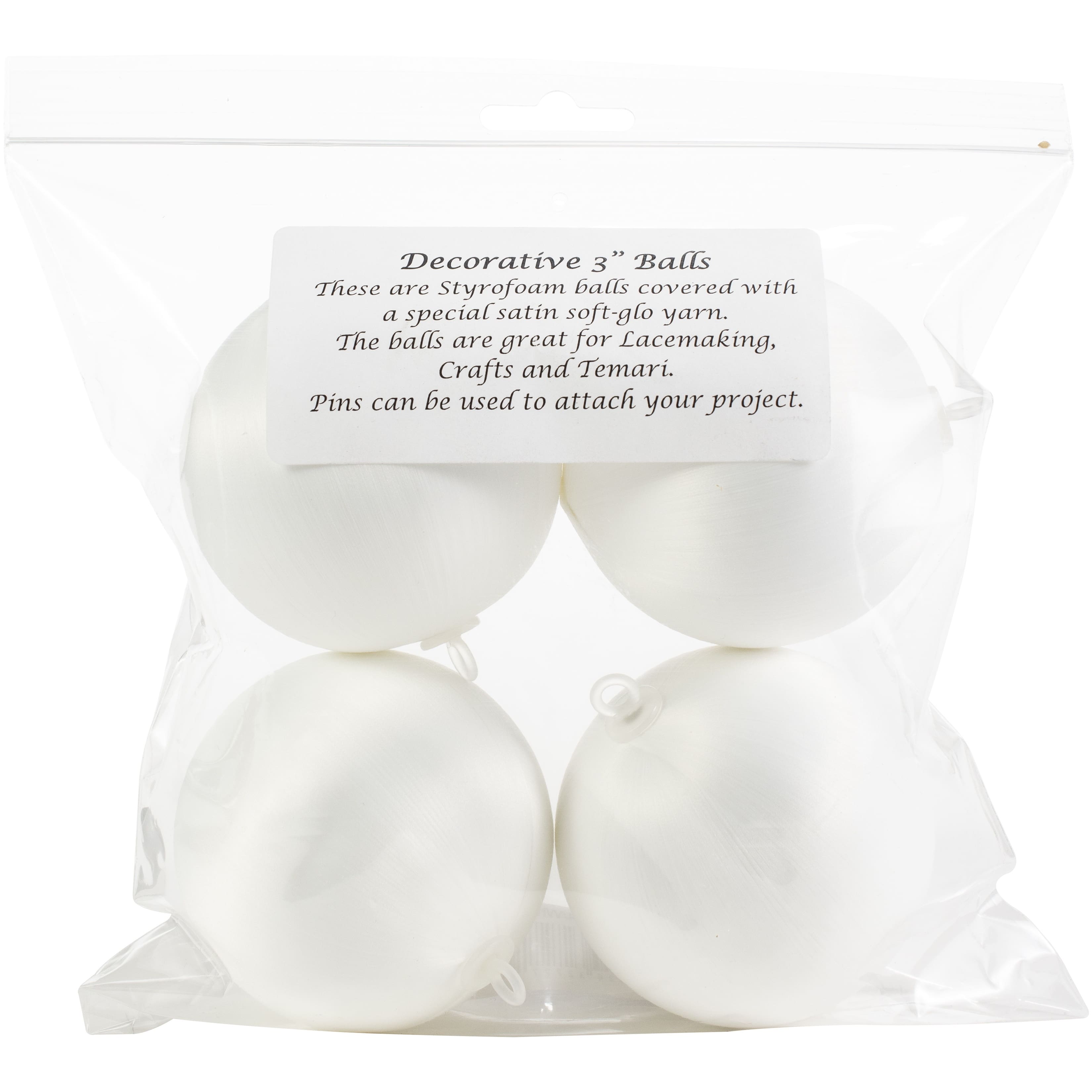 Handy Hands Decor Satin Covered Styrofoam Balls 3 4-pkg-white