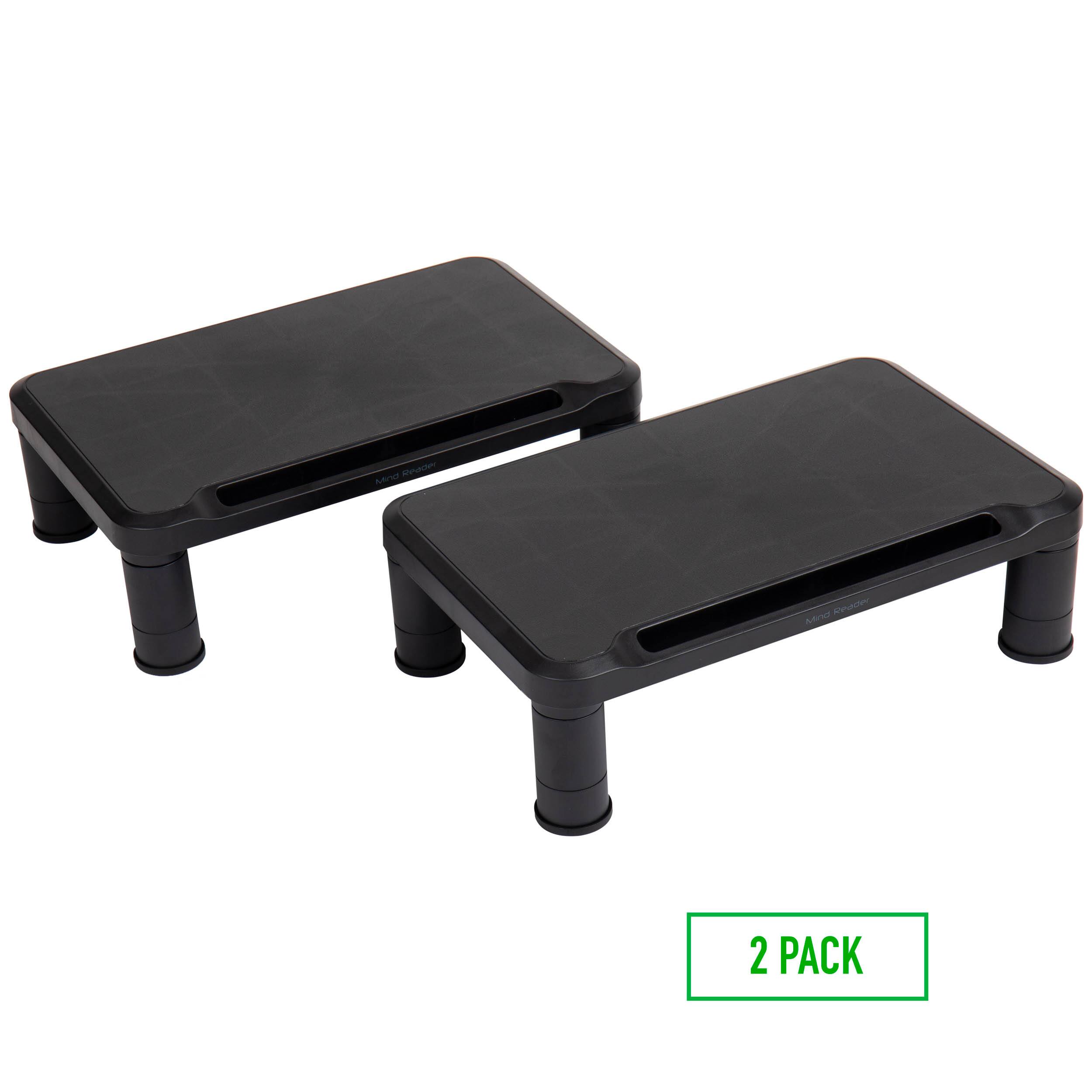 Mind Reader Black Small Plastic Monitor Riser Stand Set