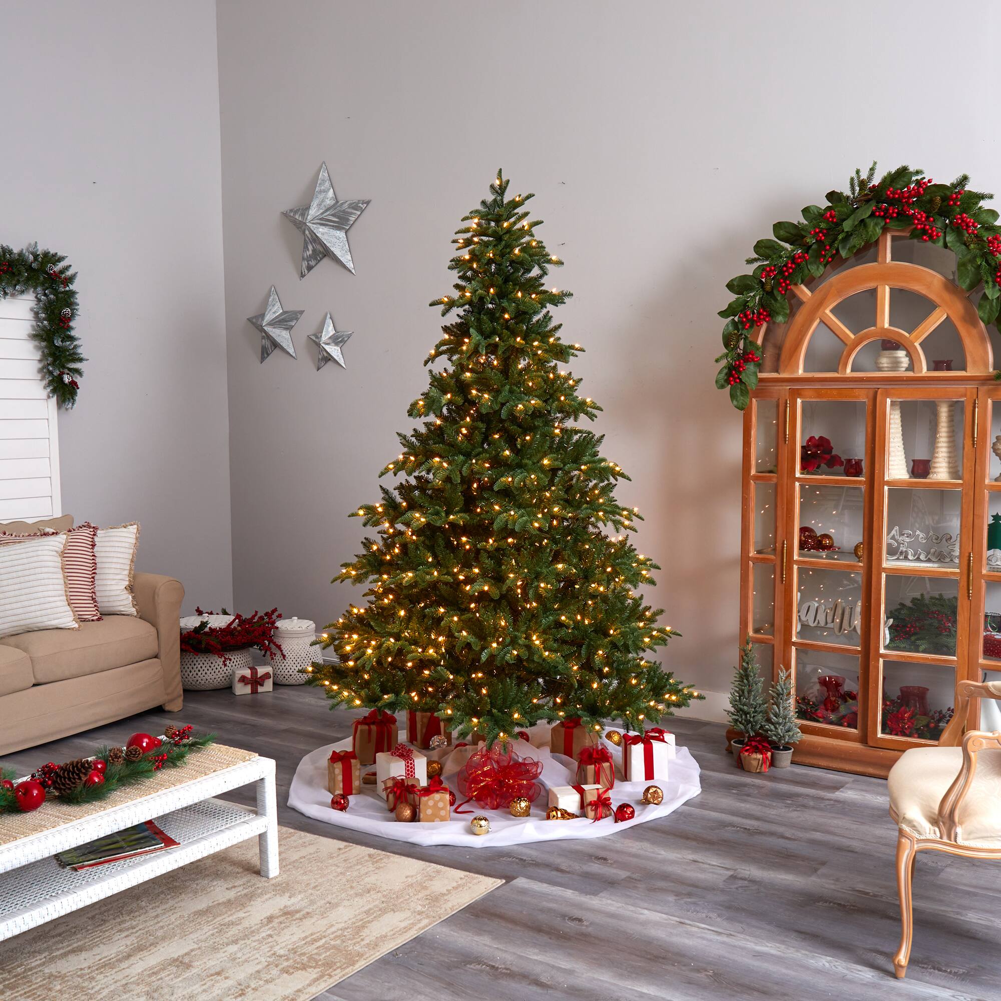 8ft. Pre-Lit South Carolina Spruce Artificial Christmas Tree, Clear Lights
