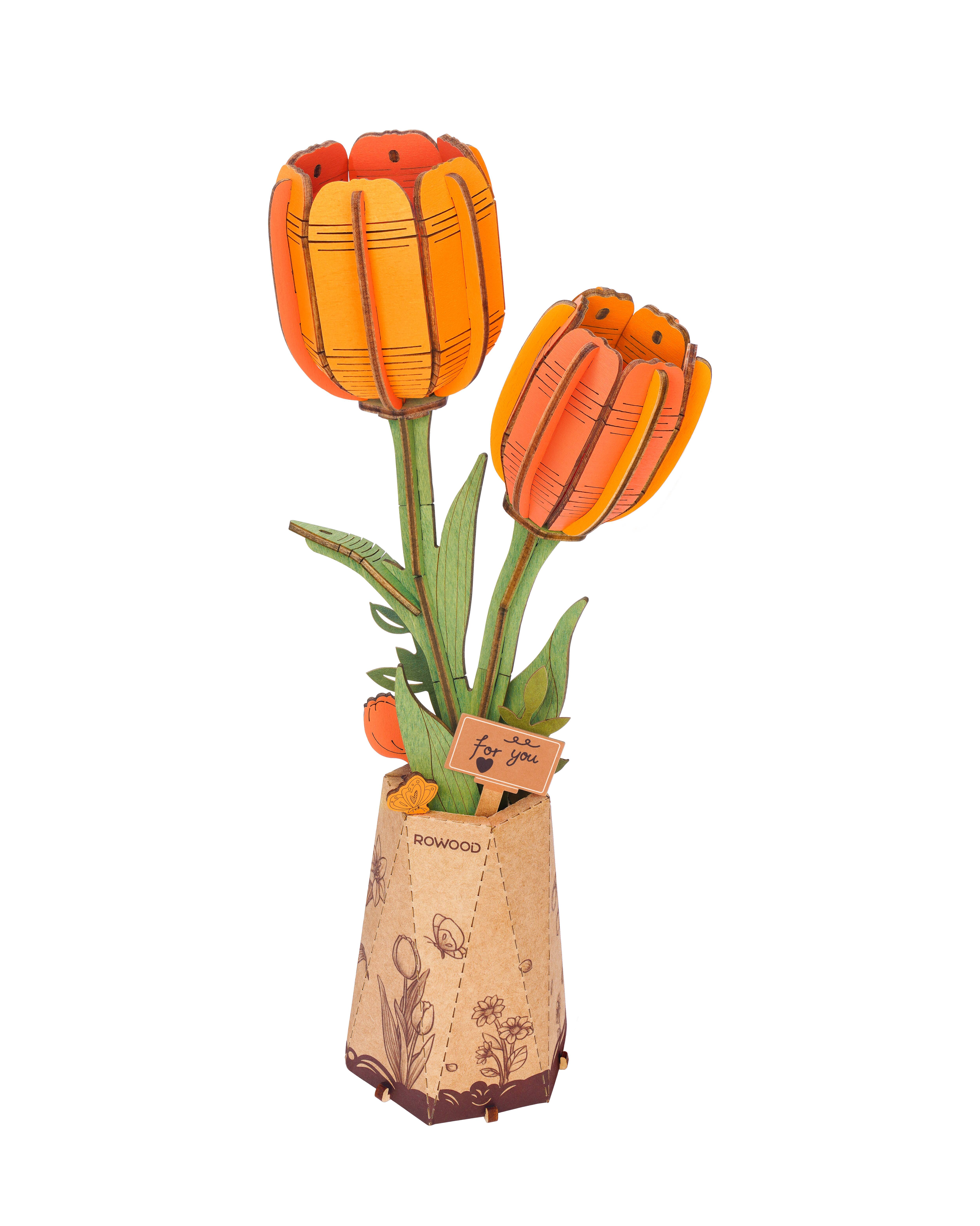 Rowood Orange Tulip Wooden Bloom Craft | Michaels