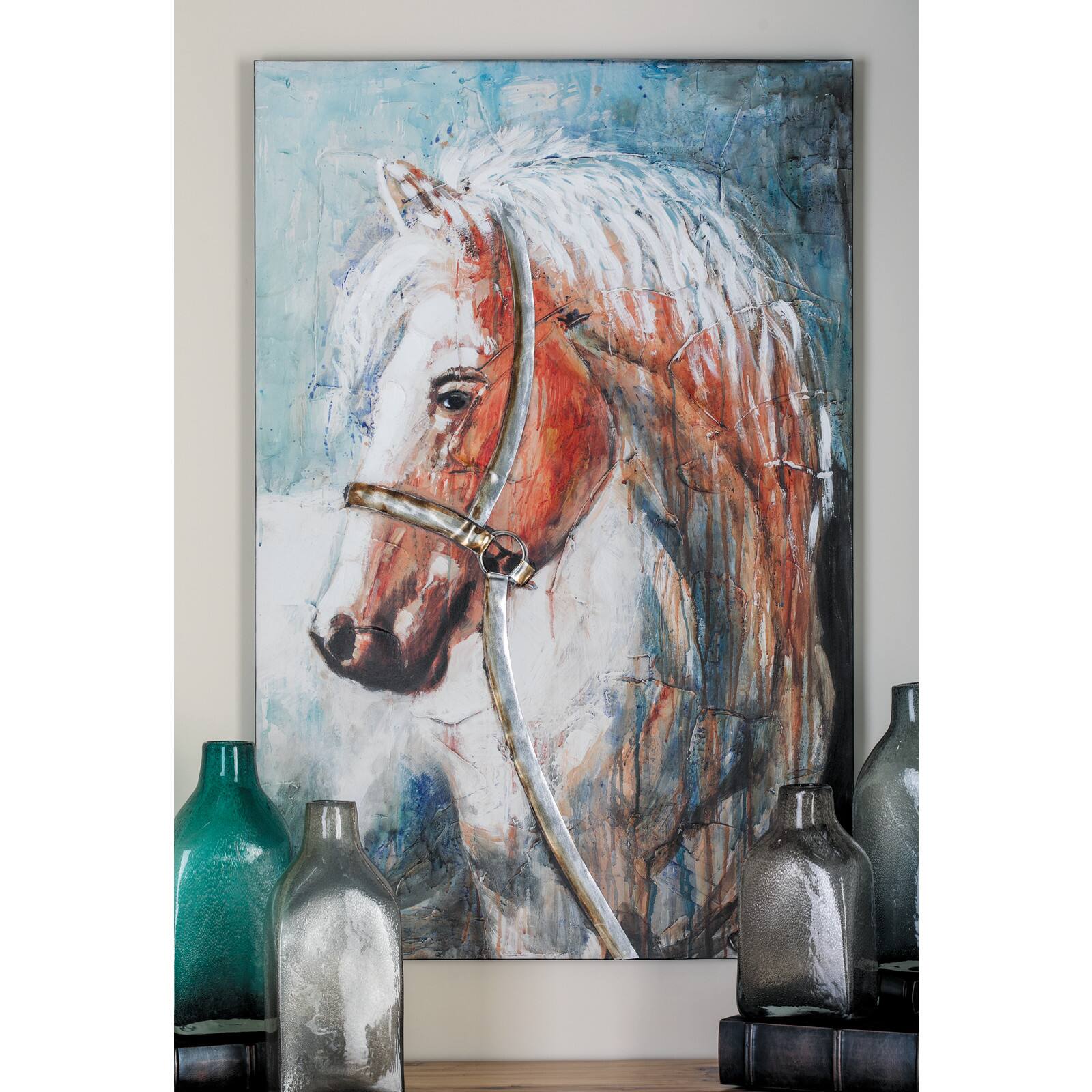 Brown Traditional Horse Canvas Wall Art, 47&#x22; x 32&#x22;