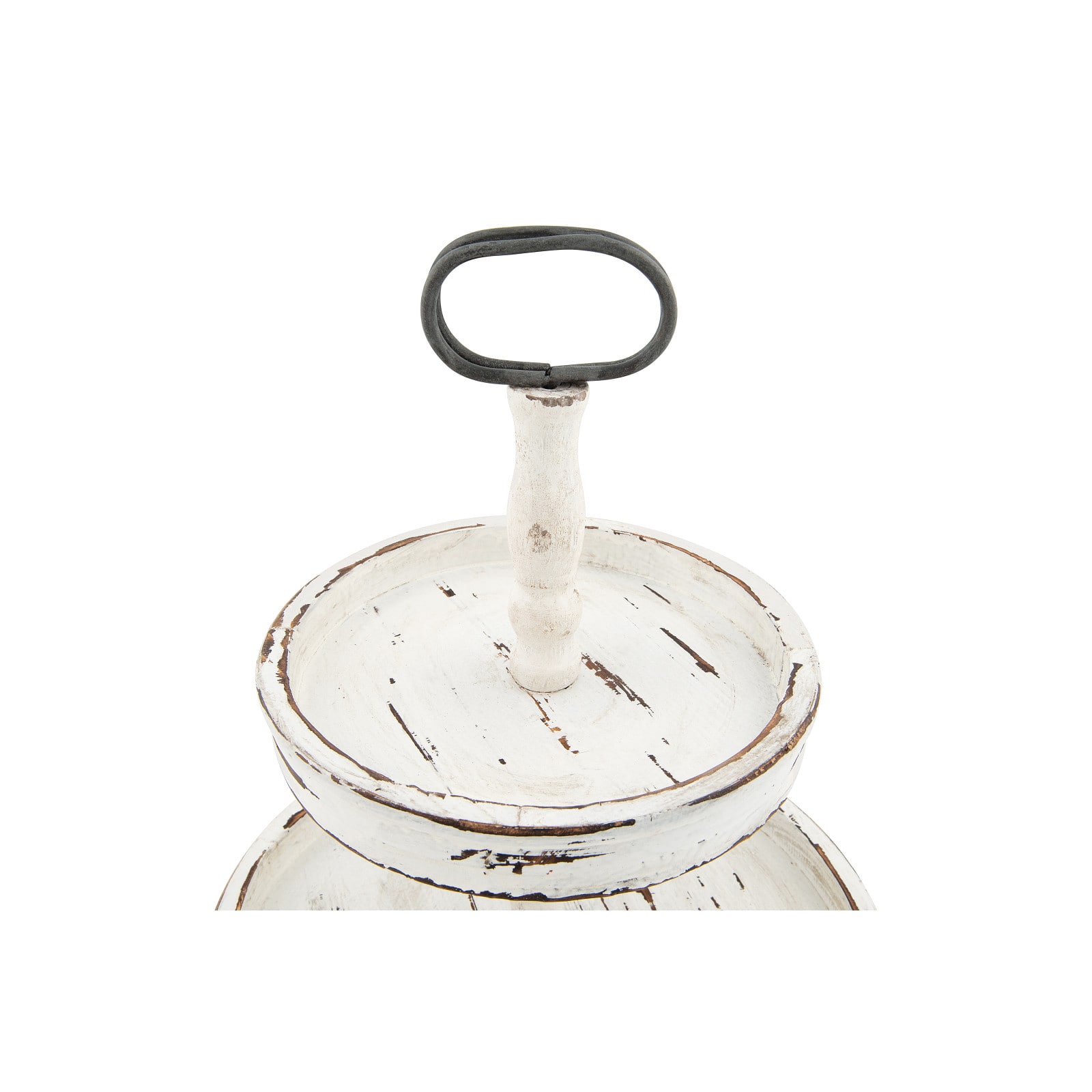 Hello Honey® 18.5" Distressed Cream Wood 2-Tier Tray