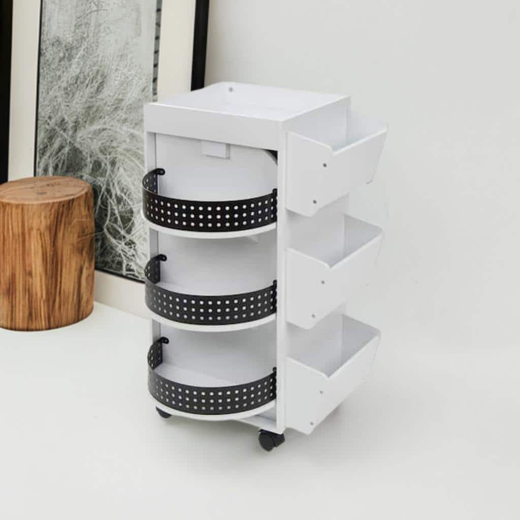 Studio Designs White &#x26; Black Swivel Mobile Organizer Cart