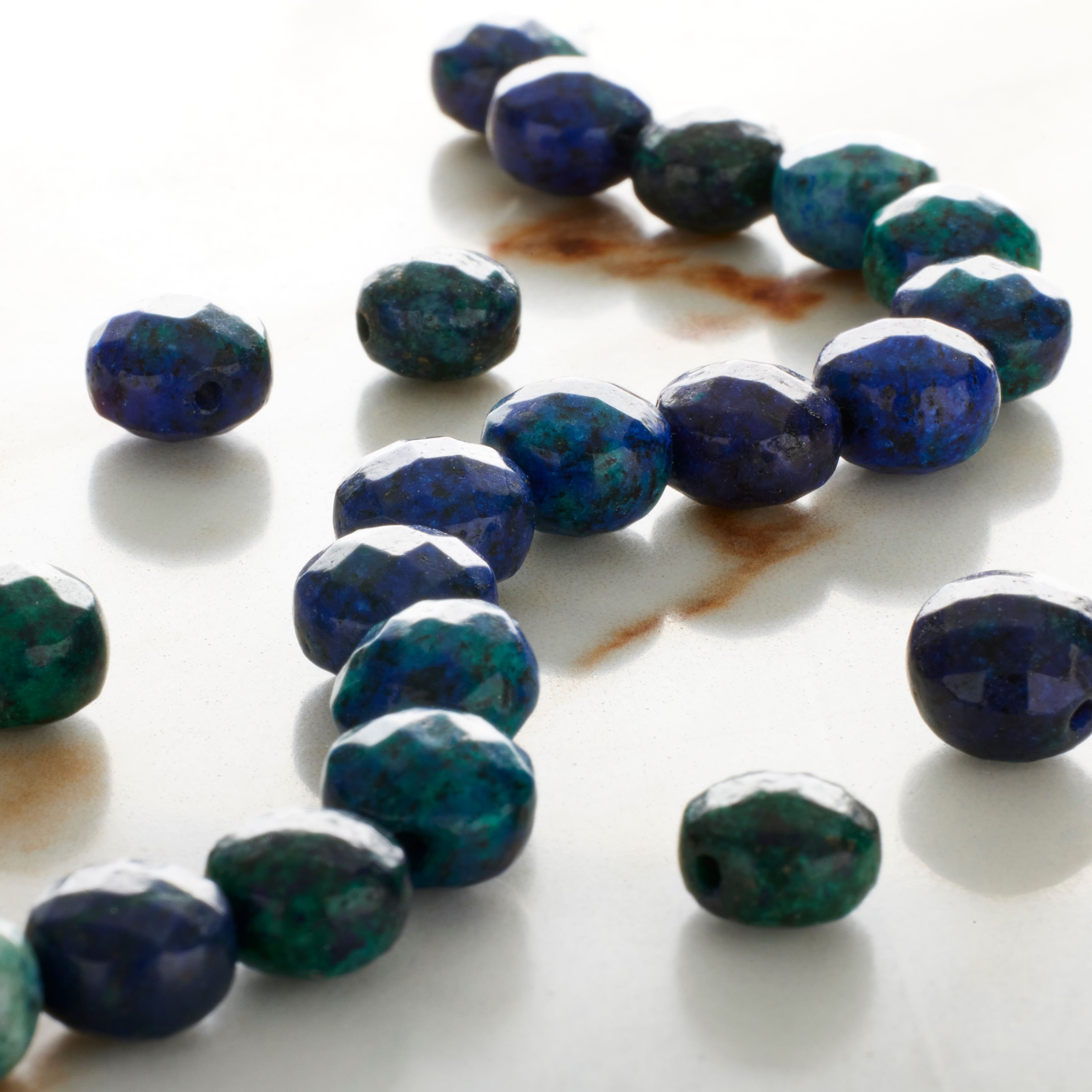 Blue Chrysocolla Faceted Coin Beads, 8mm by Bead Landing&#x2122;