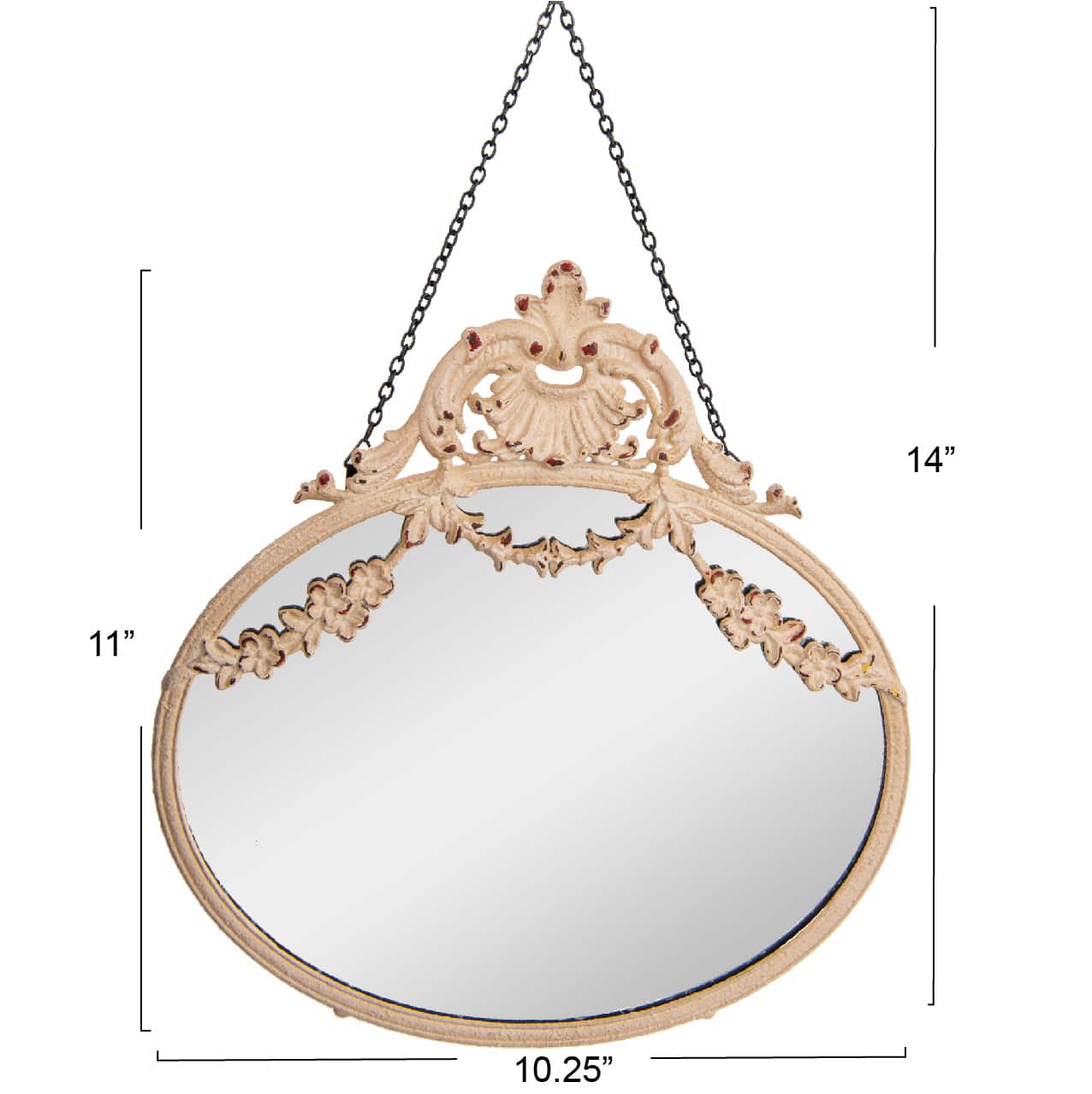 Hello Honey® Vintage Pewter Framed Wall Mirror with Decorative Chain