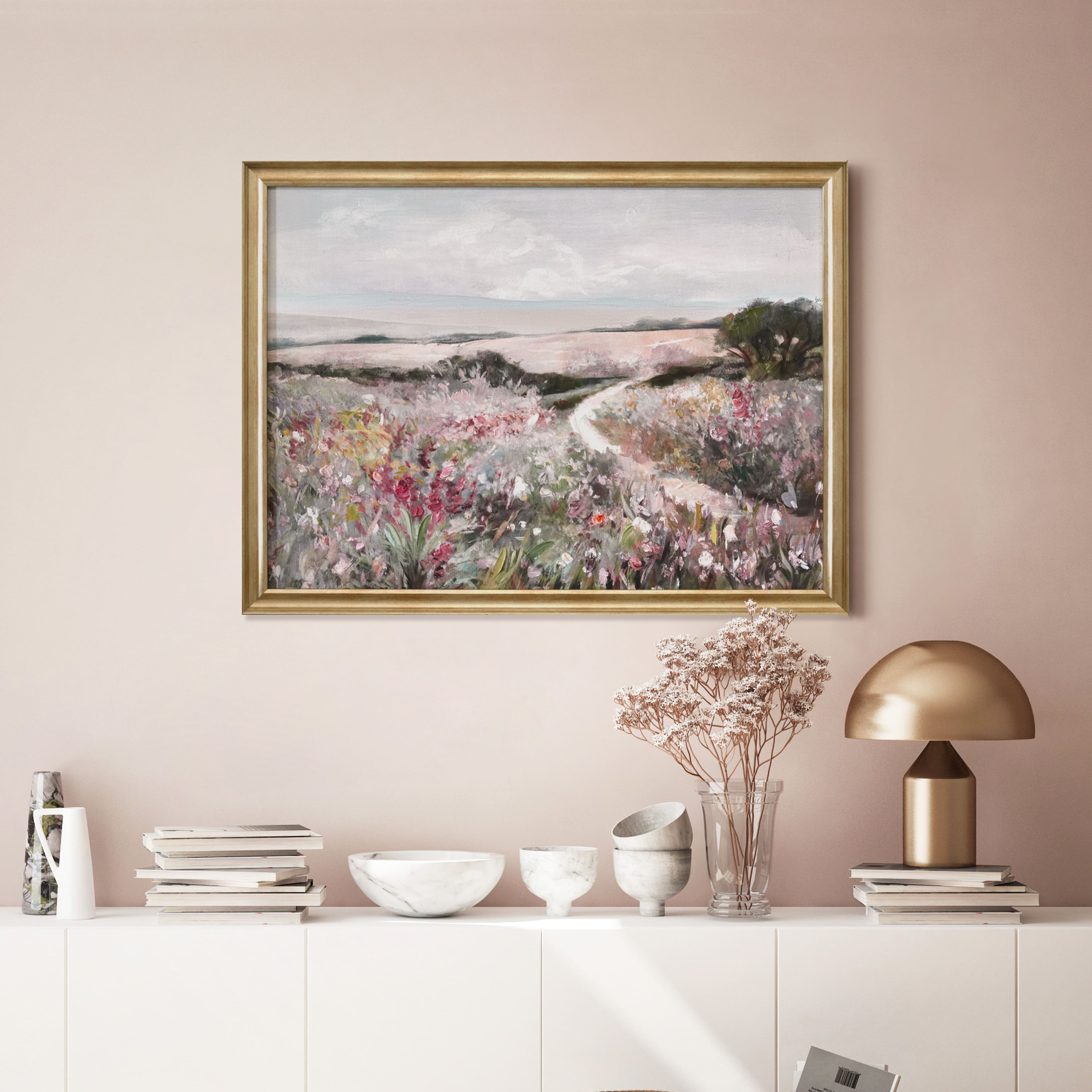 18&#x22; x 24&#x22; Framed Blush Floral Landscape Wall Art by Ashland&#xAE;