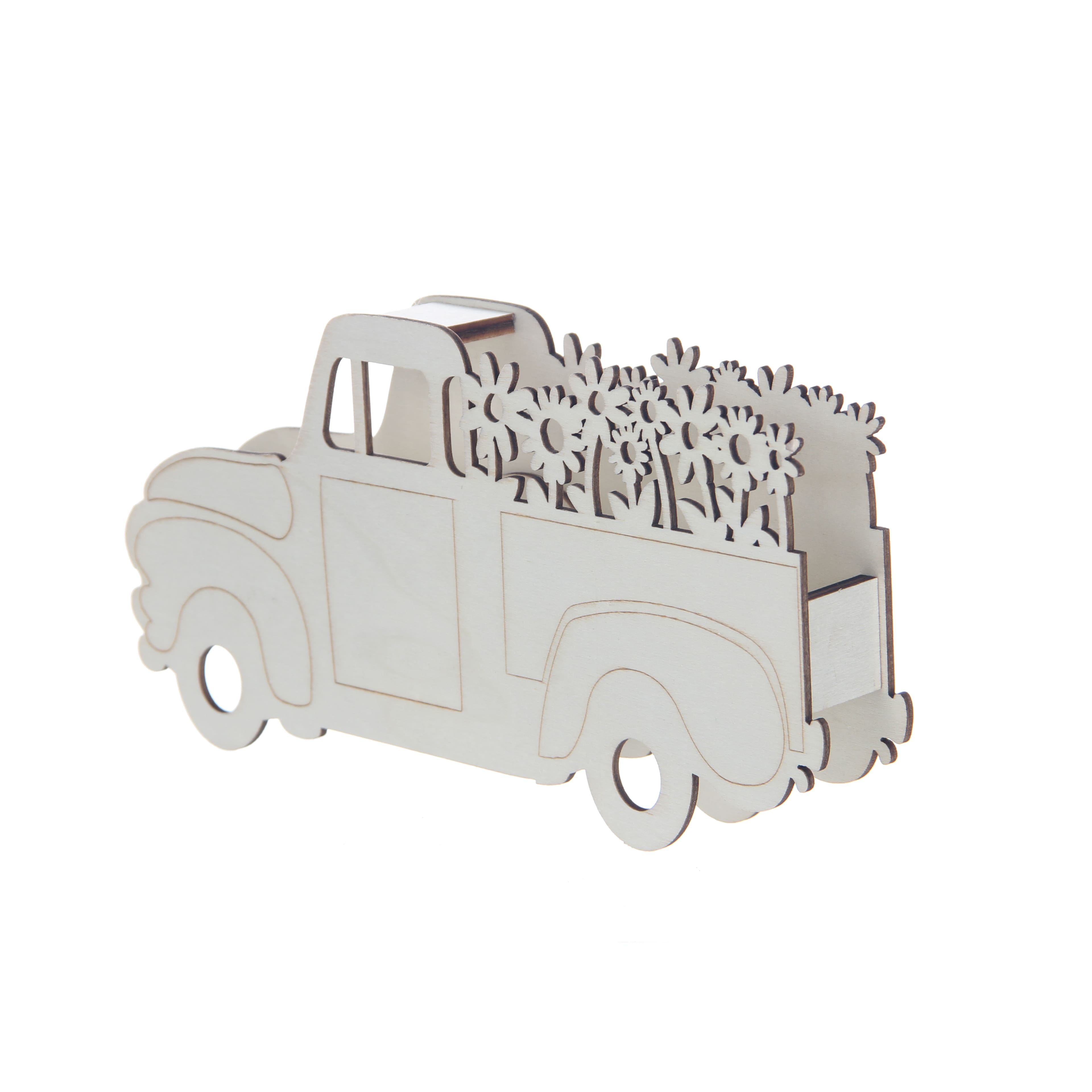 8.5&#x22; Flower Truck DIY LED Plywood D&#xE9;cor by Make Market&#xAE;