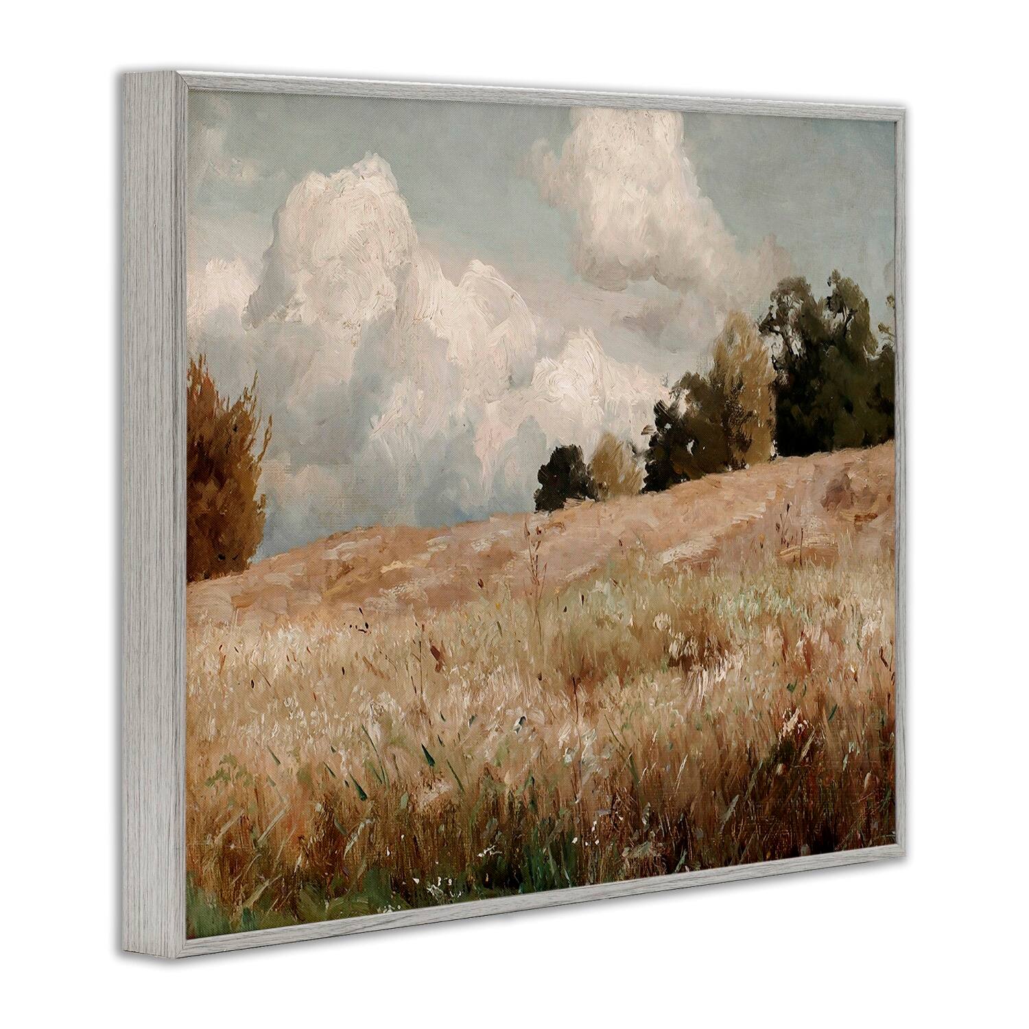 Stupell Industries Classic Cloudy Field Landscape Framed Giclee Art