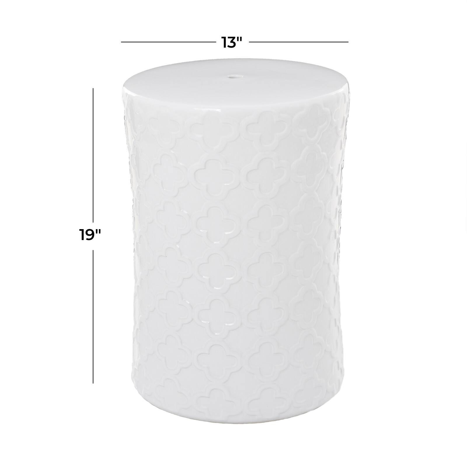 White Ceramic Contemporary Accent Table, 19&#x22; x 13&#x22; x 13&#x22;