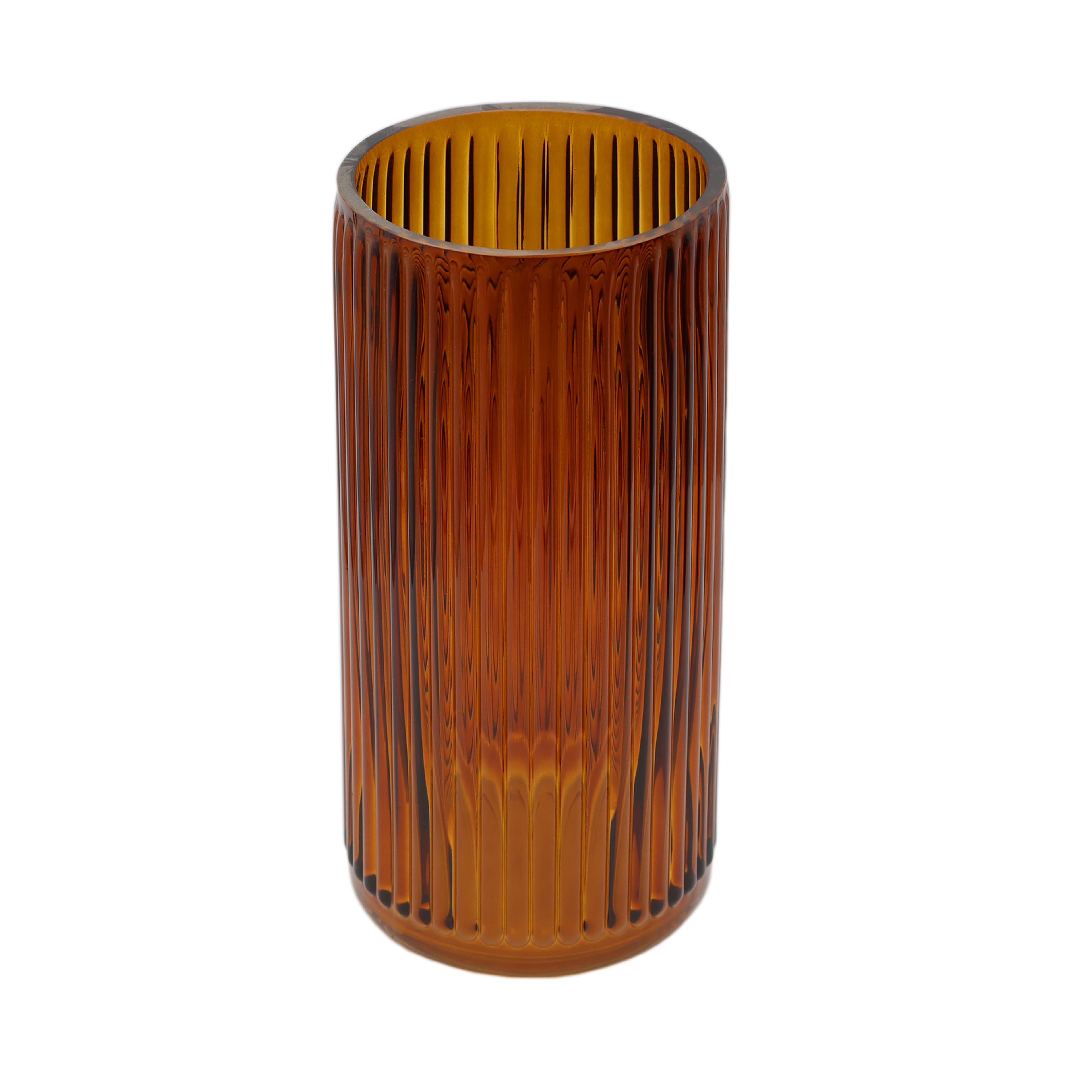 10&#x22; Amber Ribbed Glass Vase by Ashland&#xAE;