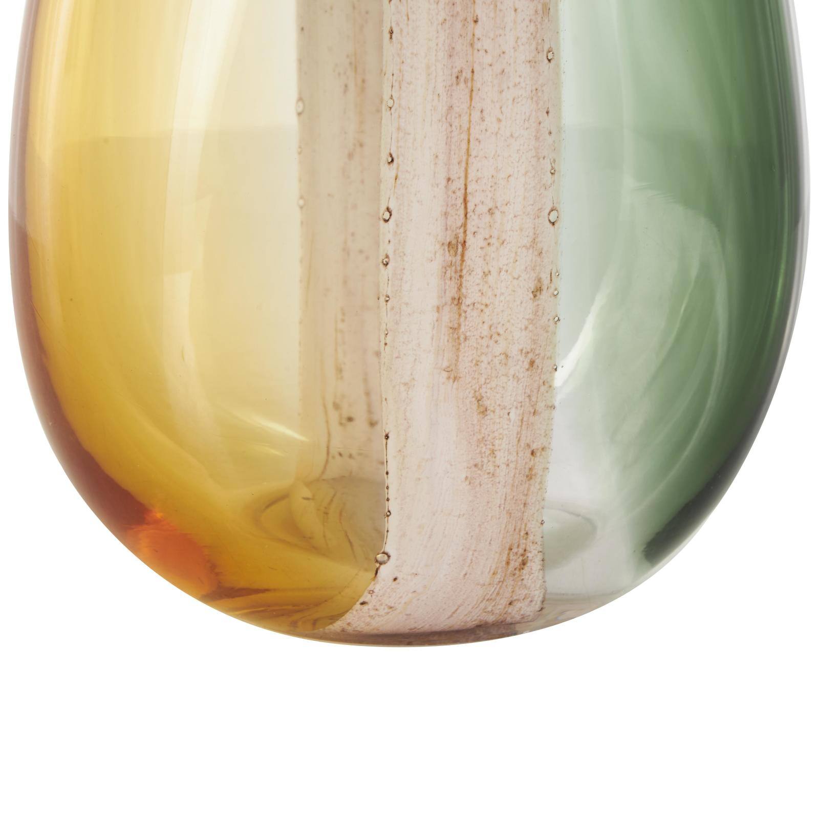 Multicolored Ombre Glass Vase with Pink Textured Stripe Details
