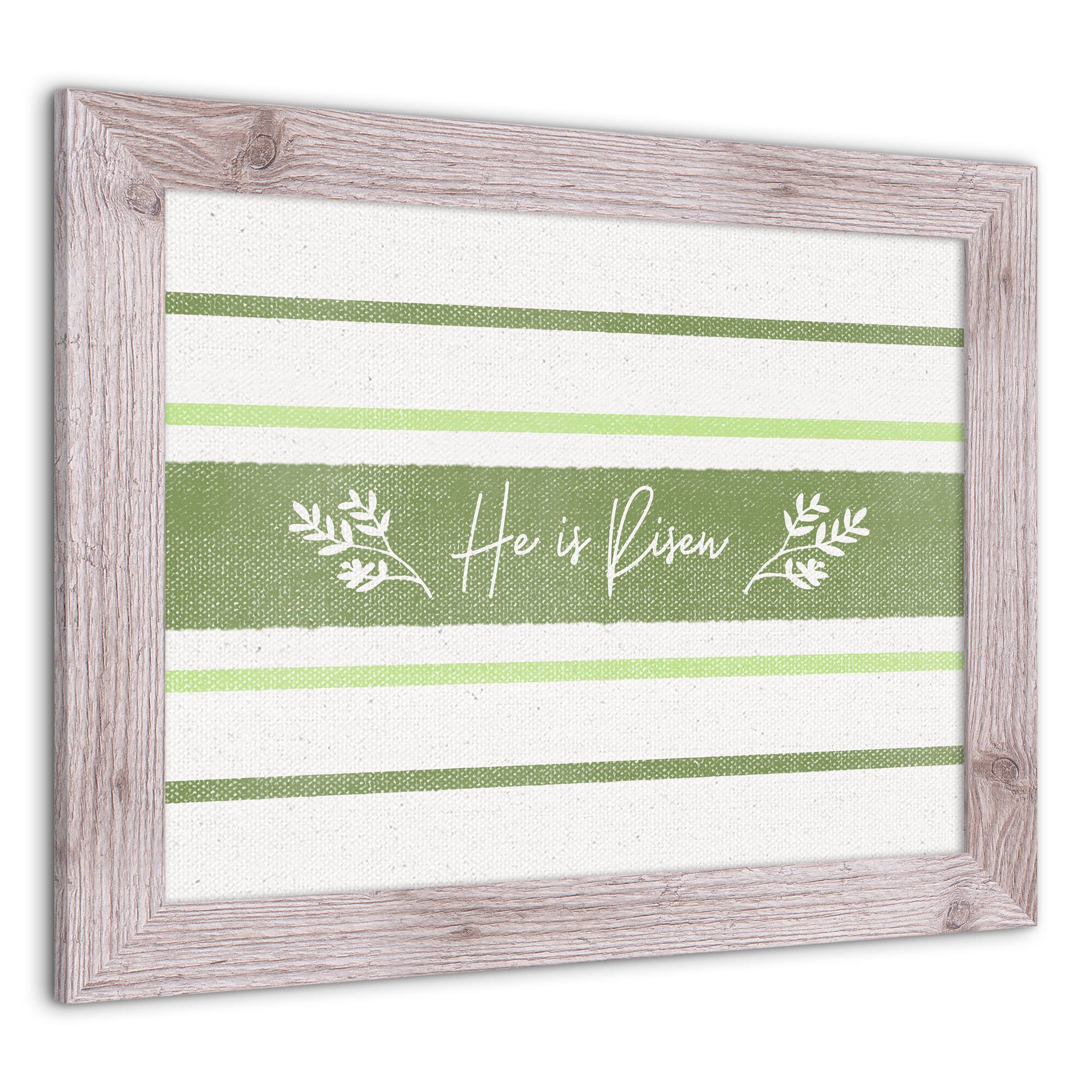 He Is Risen Green Stripes 2 16" x 20" Western White Framed Print
