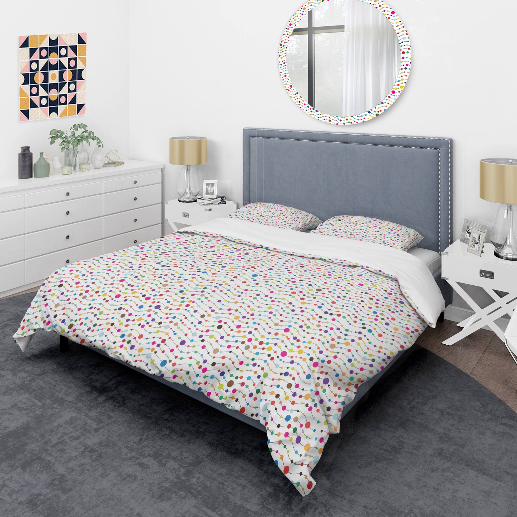 Designart &#x27;Color Waves of Polka Dots&#x27; Mid-Century Duvet Cover Set