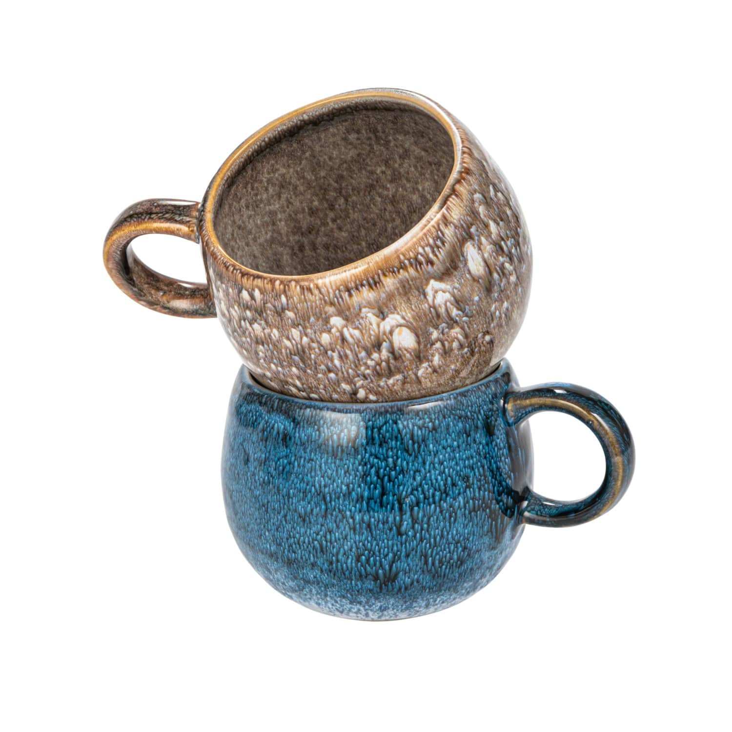 Hello Honey&#xAE; 16oz. Brown &#x26; Blue Round Stoneware Mug Set, 2ct.