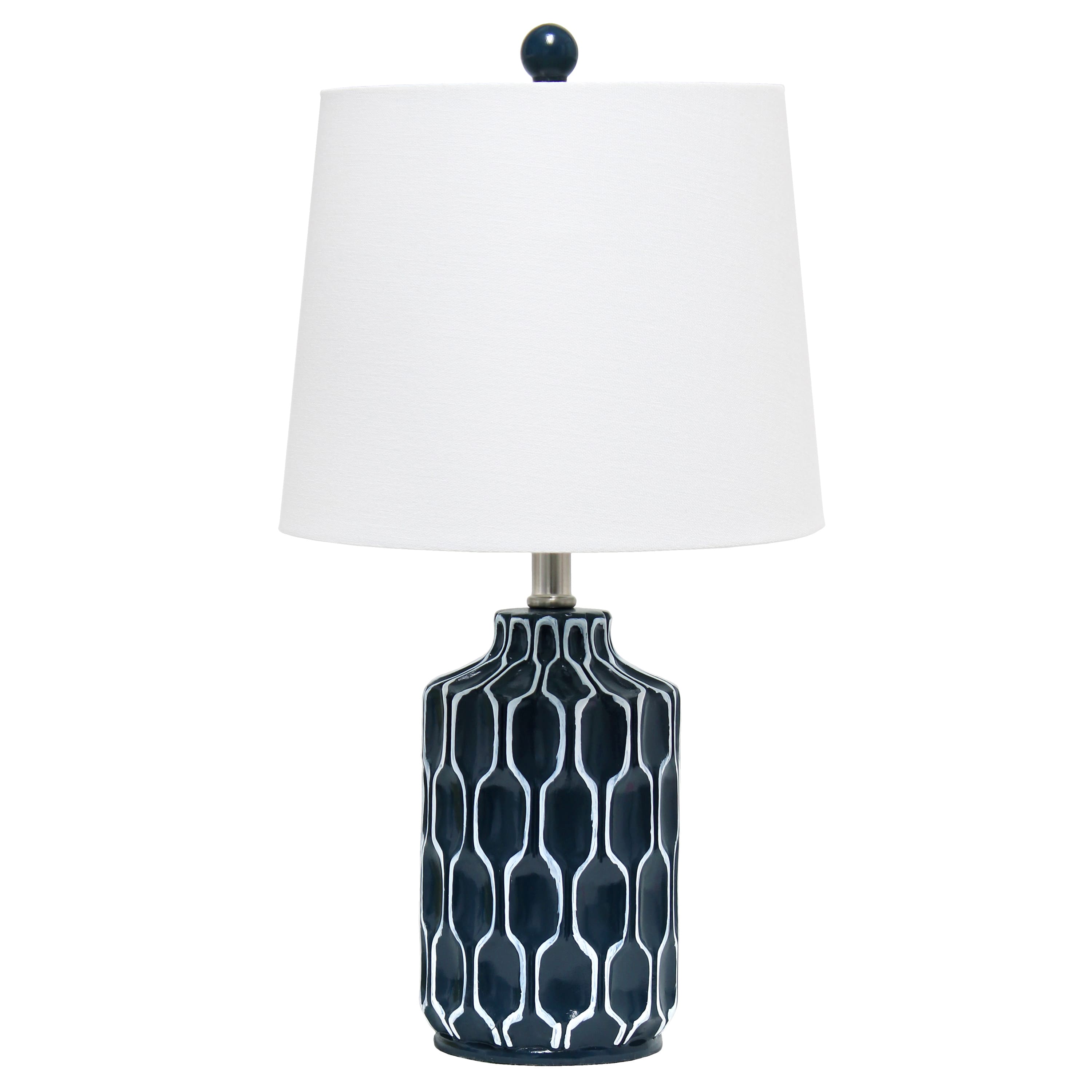 Lalia Home 22&#x22; Blue Moroccan Table Lamp with Fabric White Shade