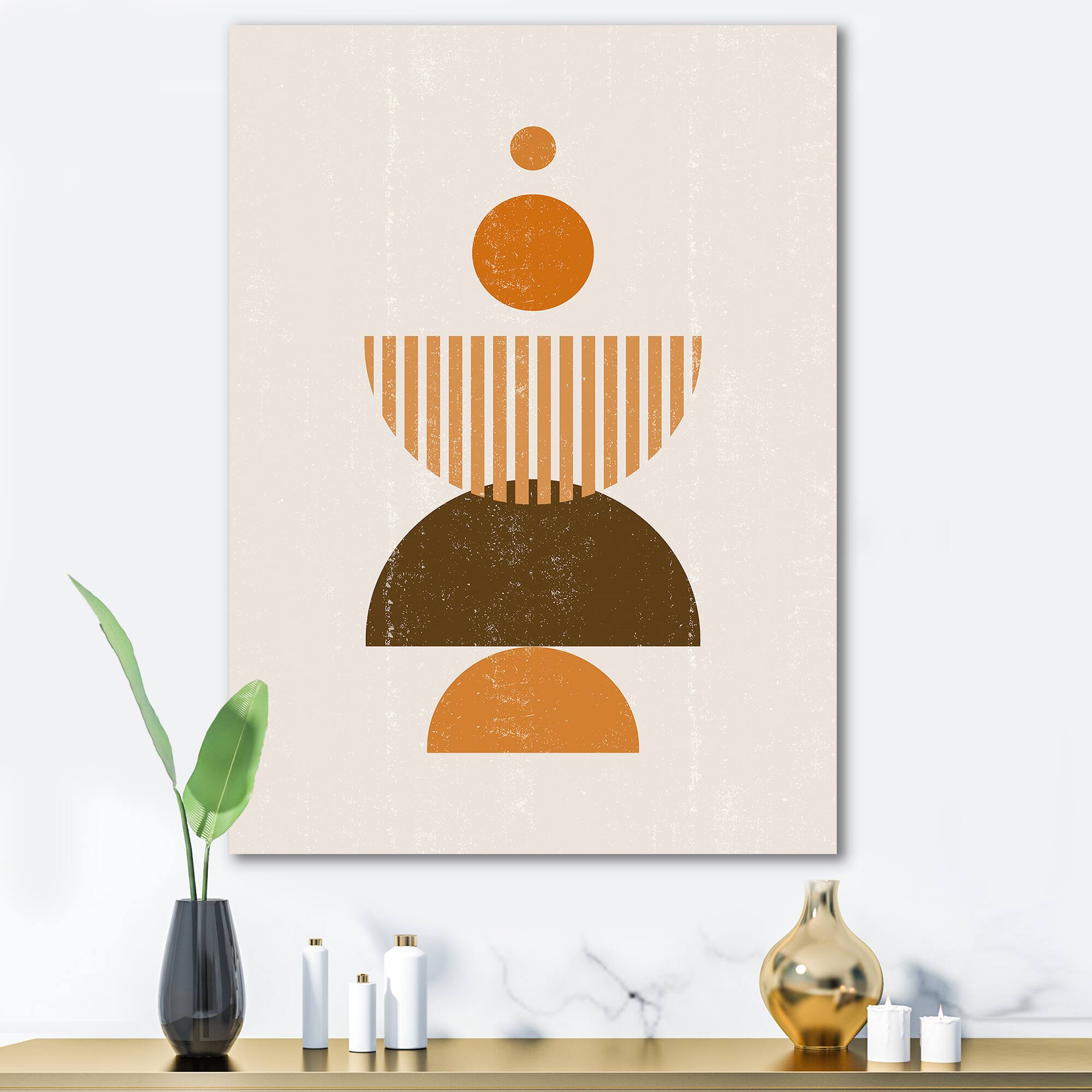Designart - Abstract Minimal Sun and Moon In Earth Tones I