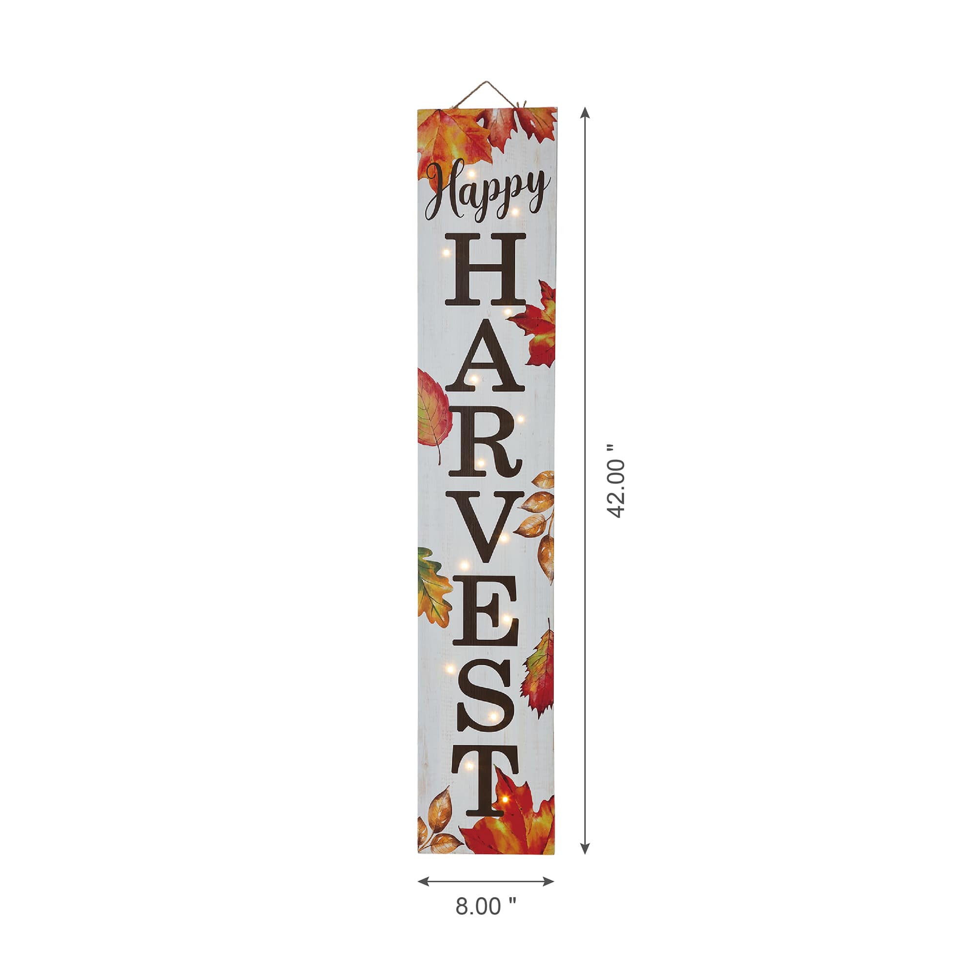 Glitzhome&#xAE; 42&#x22; Fall Lighted Maple Leaves Wooden Porch Sign with Timer