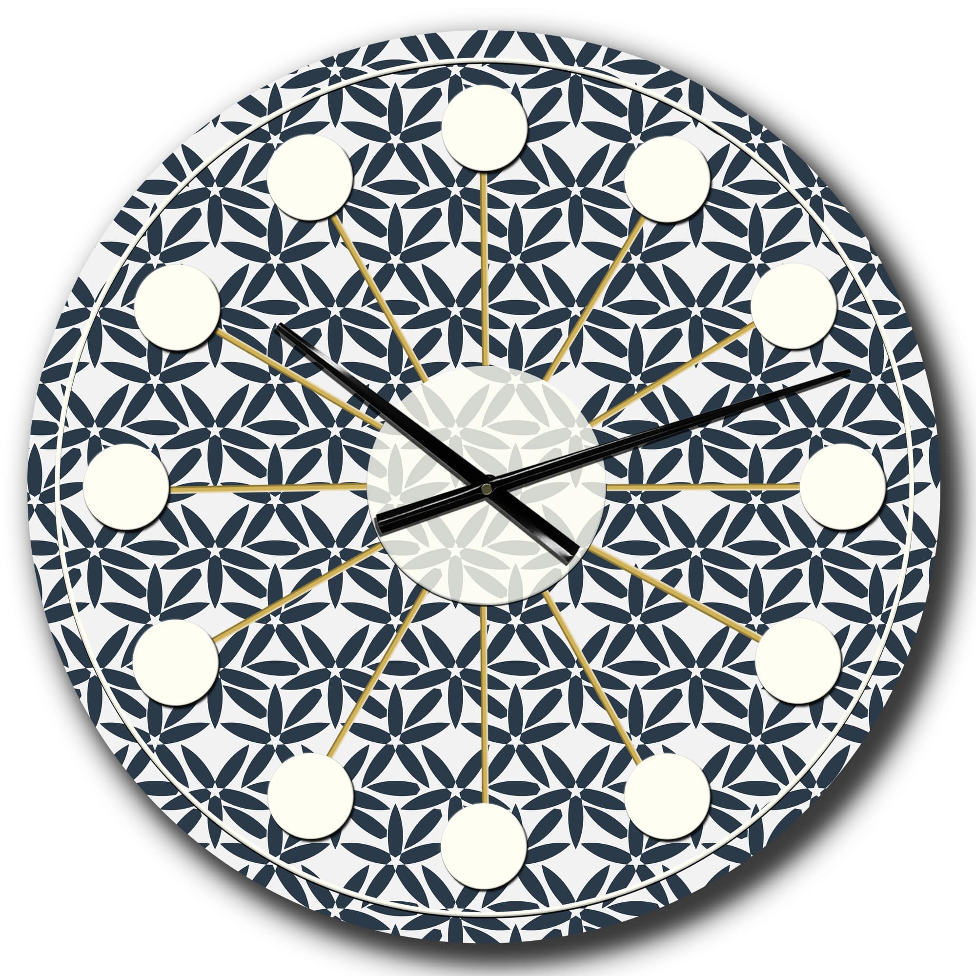 Designart &#x27;Retro Abstract Flower Design Iv Mid-Century Modern Wall Clock