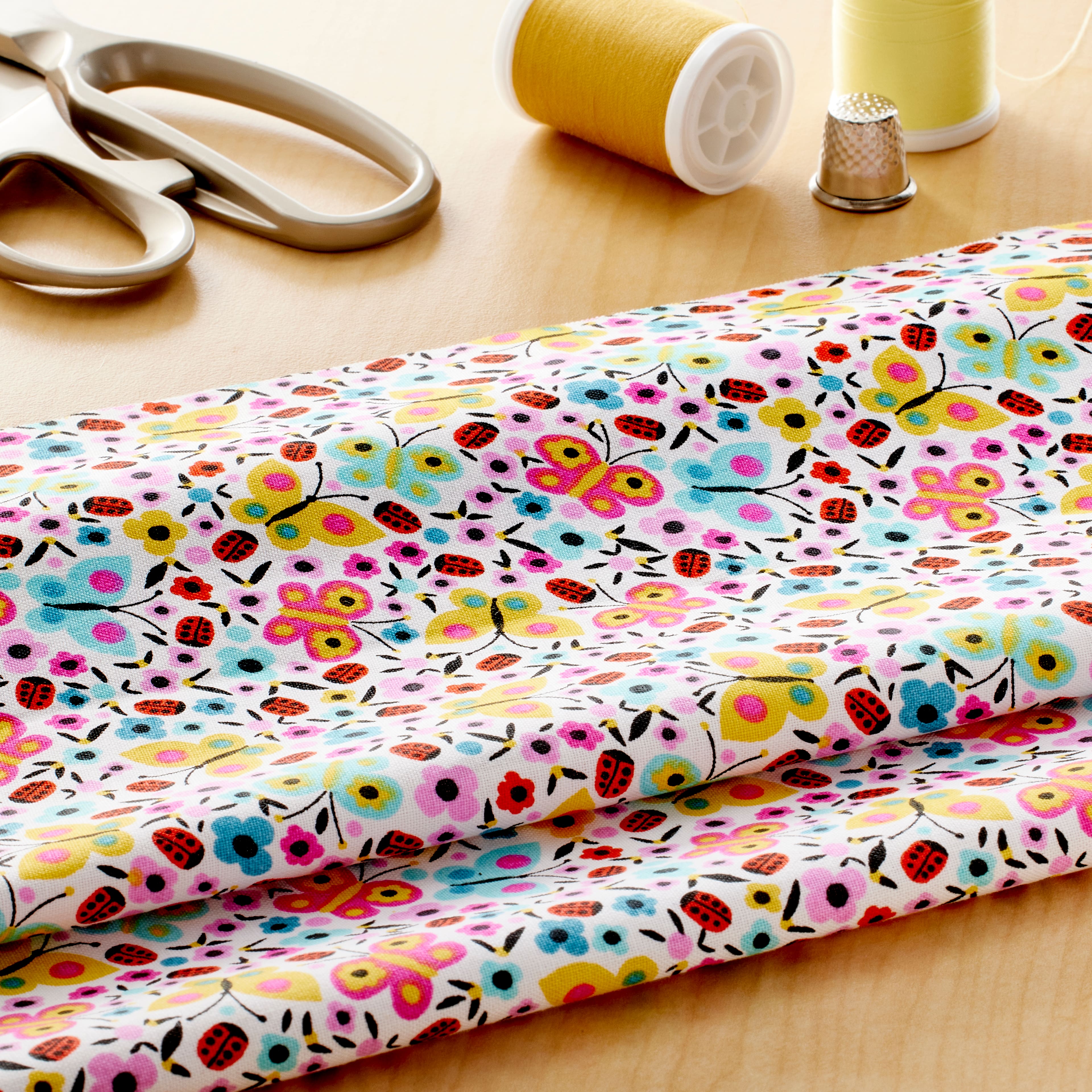 Colourful Butterflies Cotton Fabric by Loops & Threads