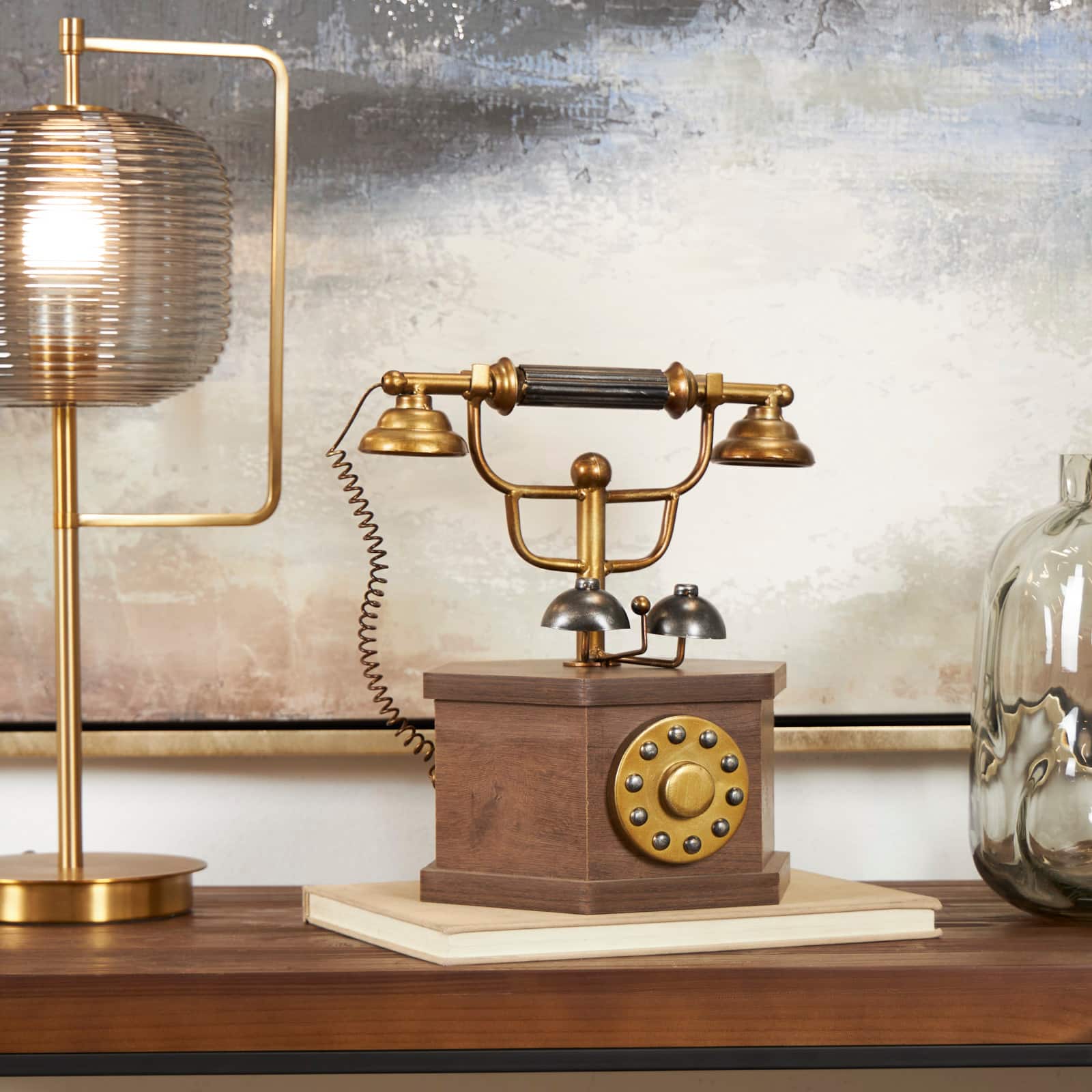 12.5" Antique Rotary Style Telephone Tabletop Décor