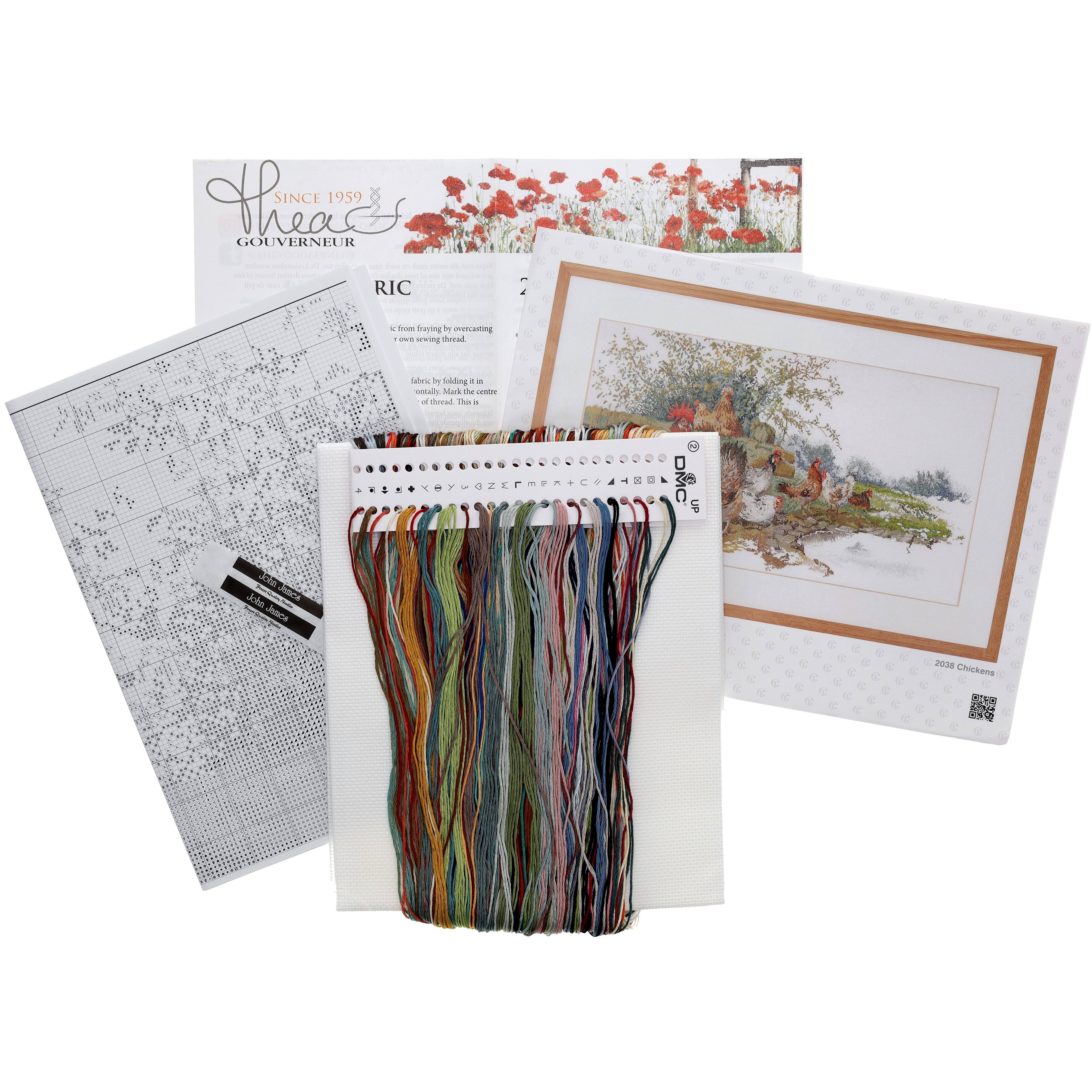 Thea Gouverneur Chickens Cross Stitch Kit