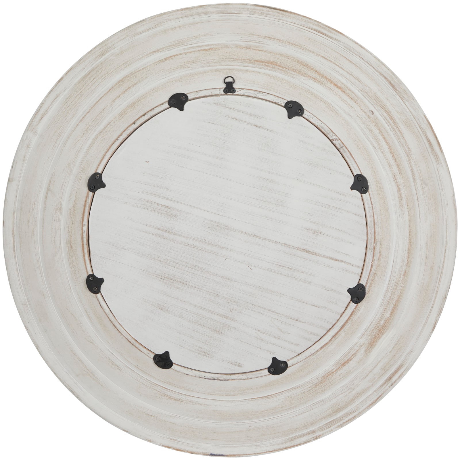 35" Cream Wooden Framed Wall Mirror with White Wash Effect