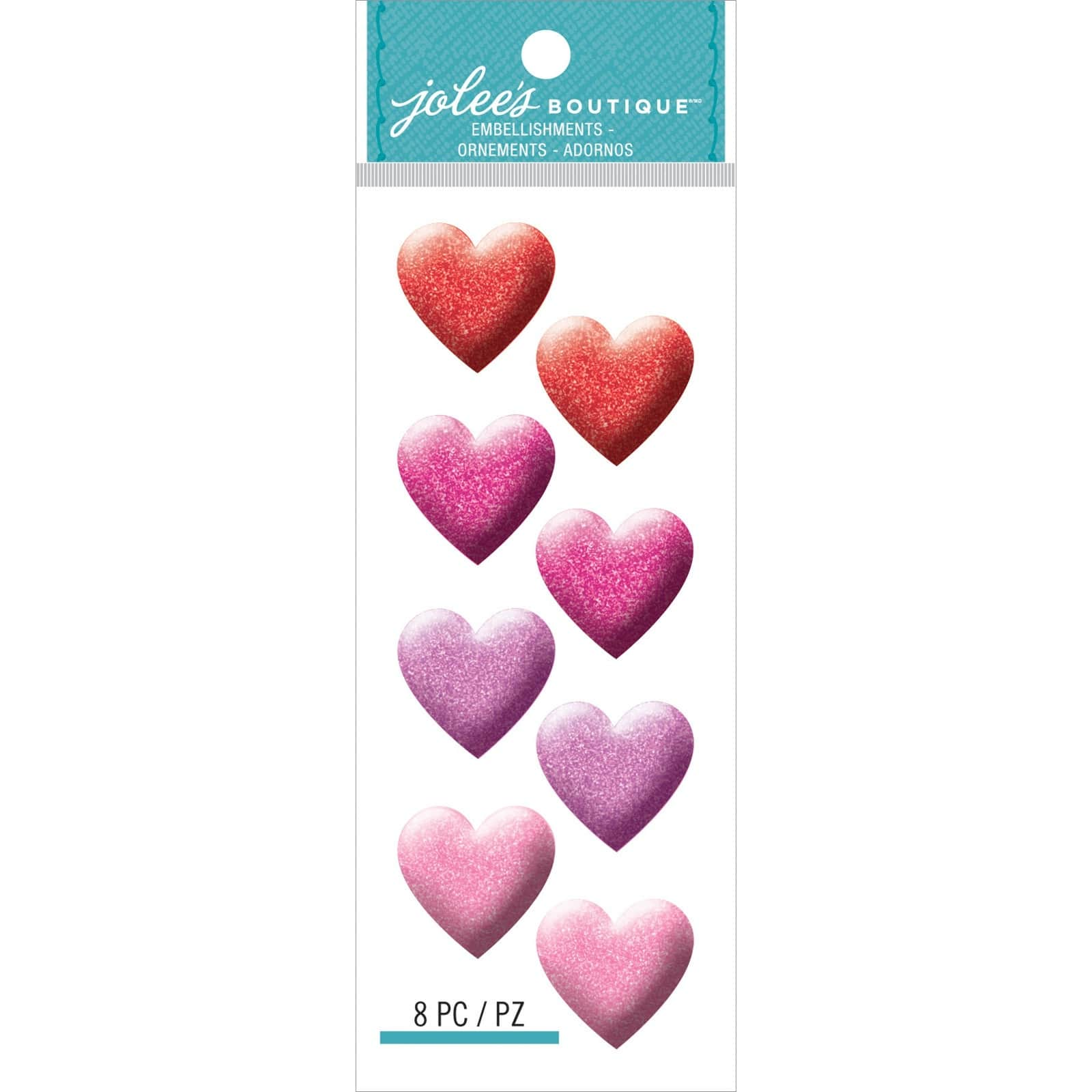 Jolee's Boutique Dimensional Repeat Stickers-Glitter Hearts