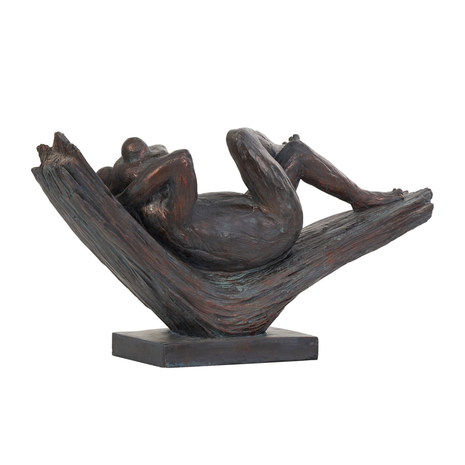 16" Bronze Frog Patina Relaxing Sculpture