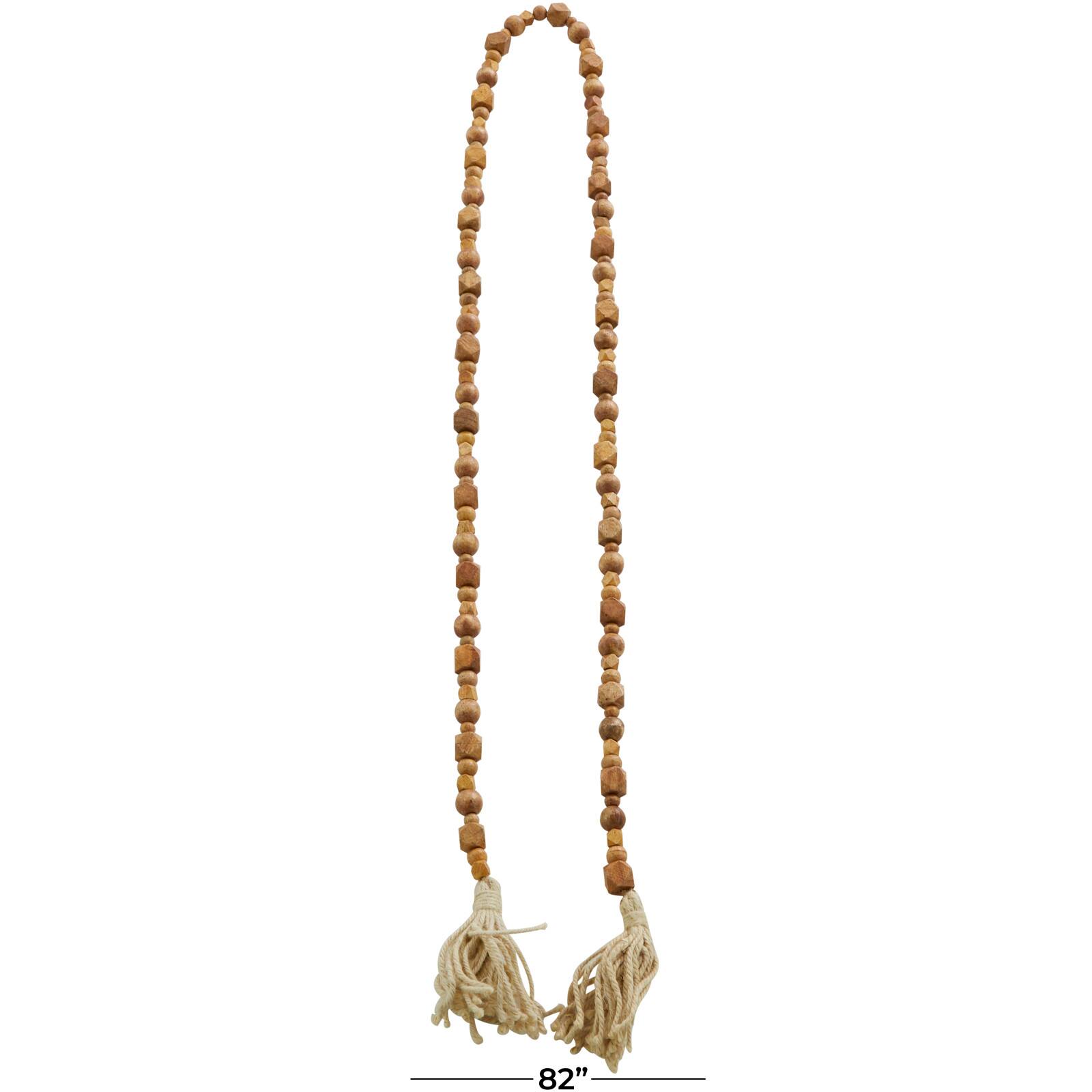 80&#x22; Geometric Wood Bead Garland with Tassels