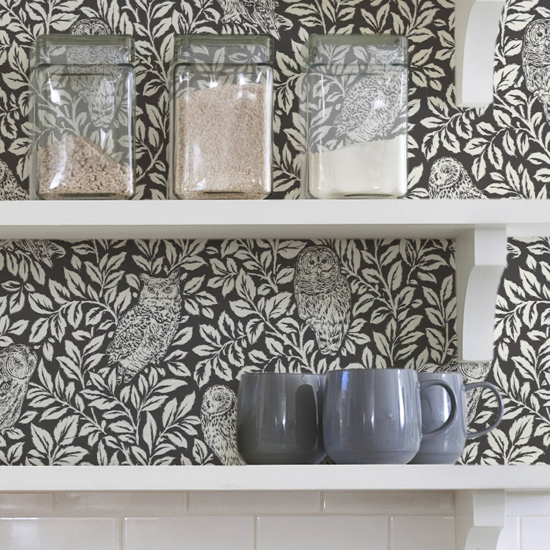 Wallpops Charcoal Sleepy Owls Peel & Stick Wallpaper