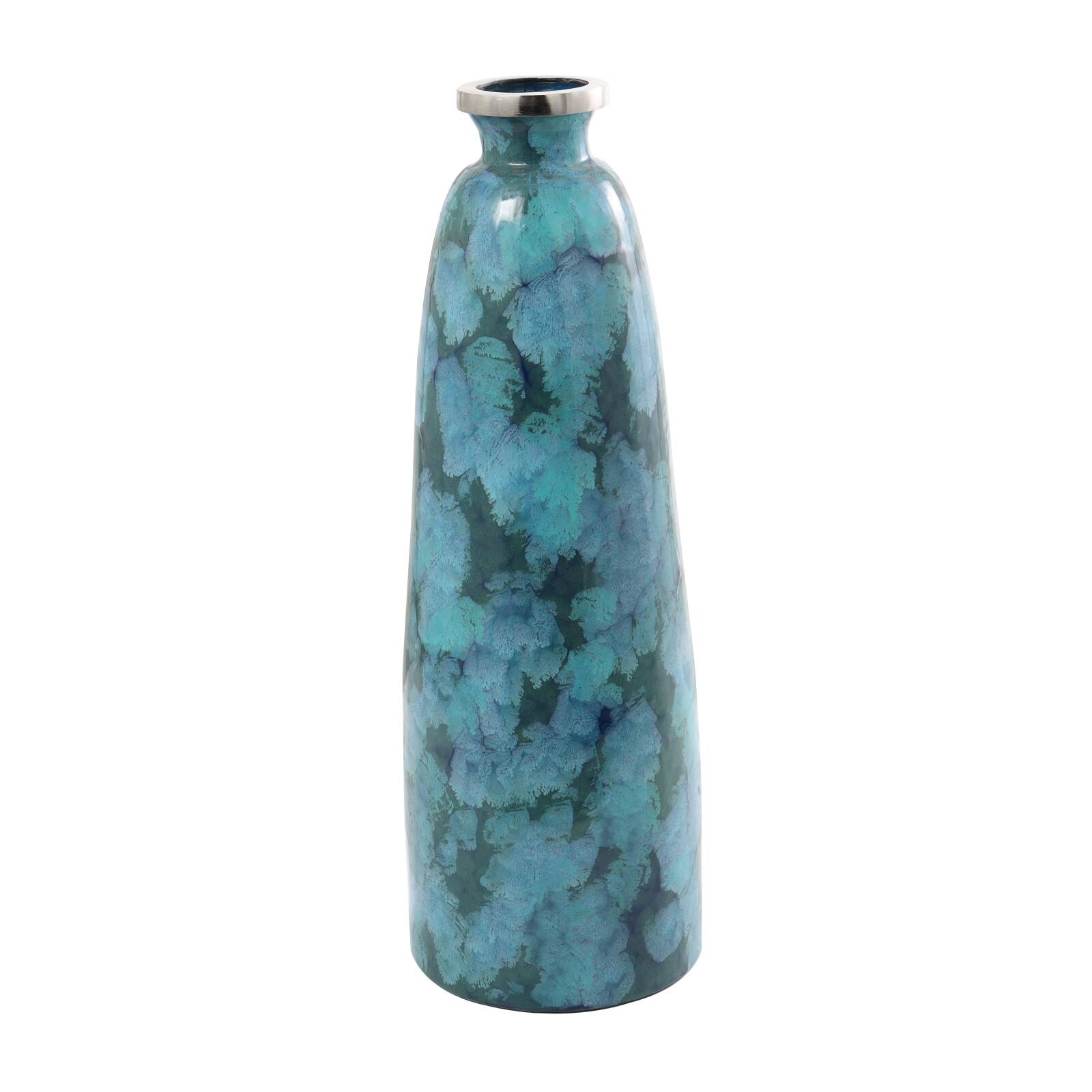 30&#x22; Teal Glass Handmade Vase