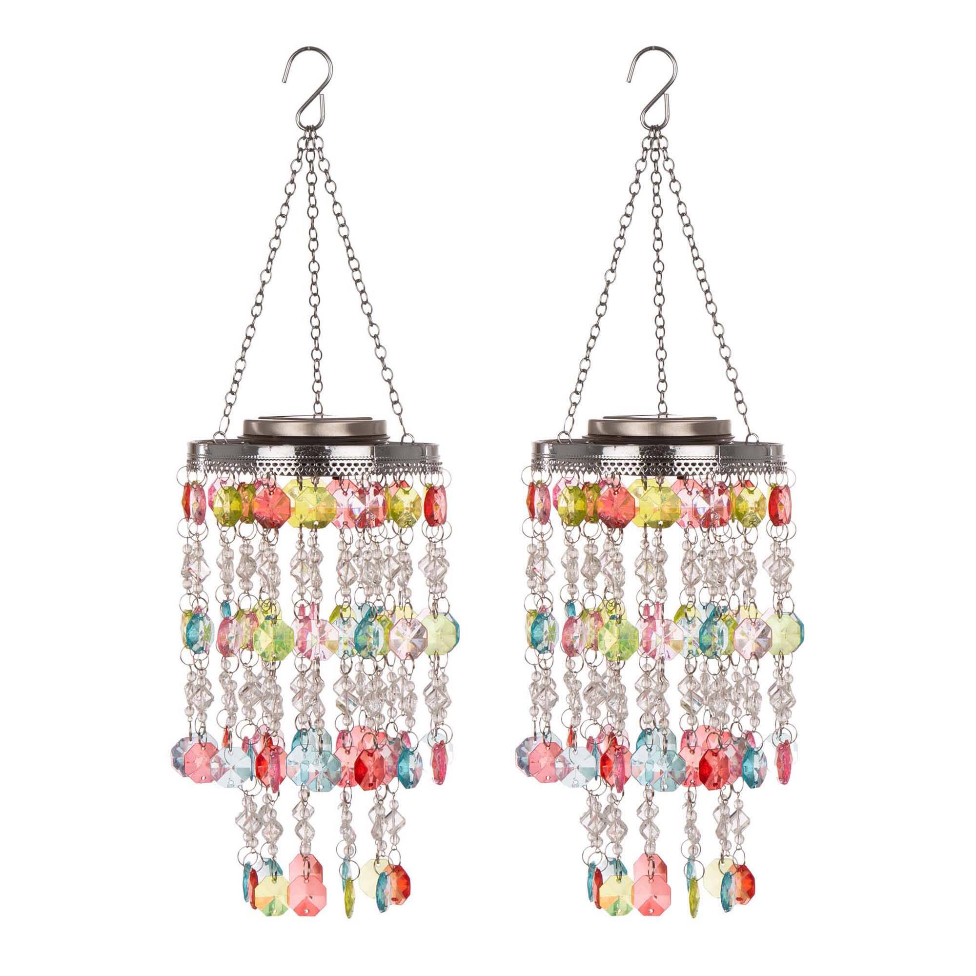 Glitzhome&#xAE; 18.75&#x22; Solar Lit Beaded Wind Chimes, 2ct.
